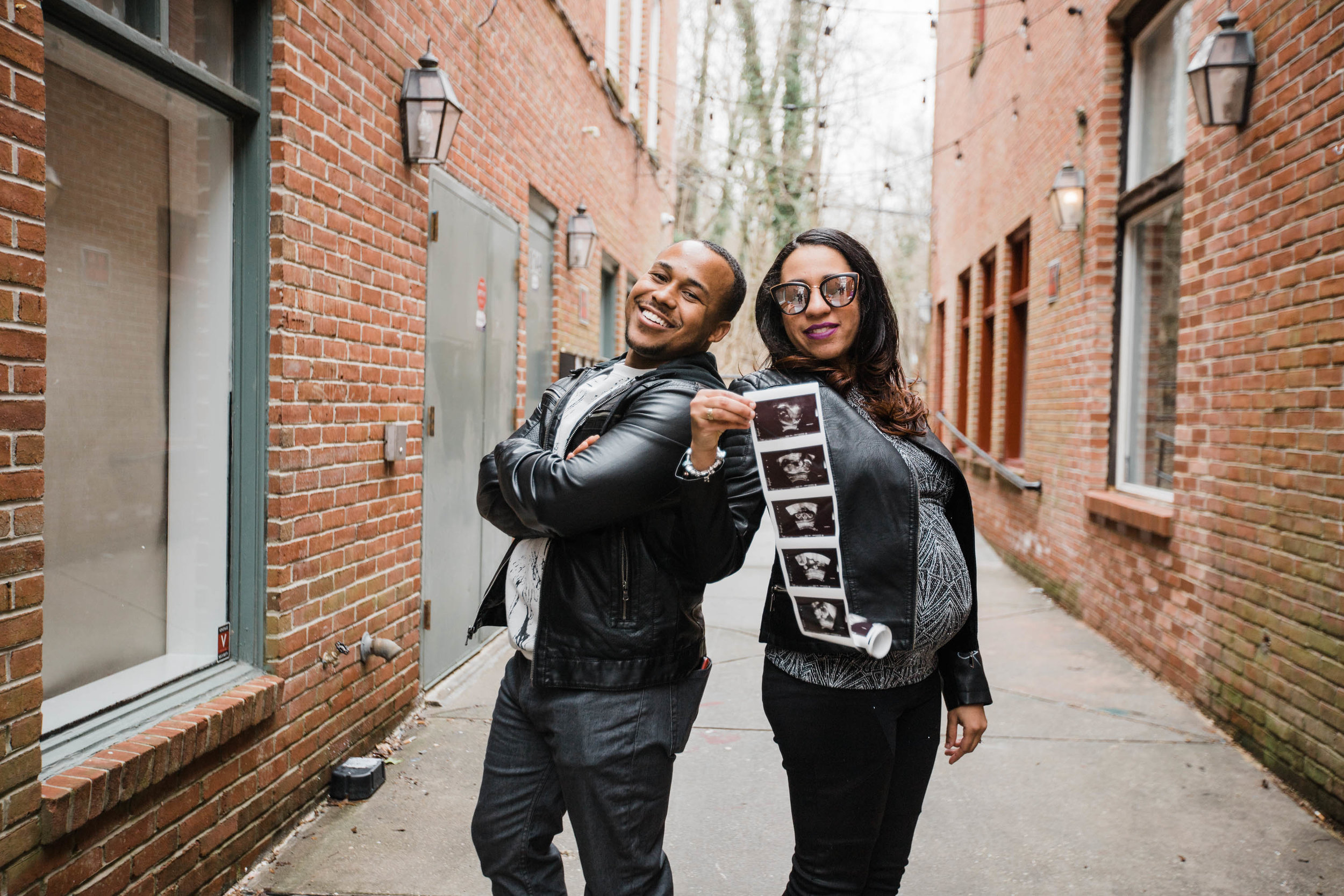 Hand lettered Black Leather jacket Pregnancy Announcement Baltimore Maternity Photographer Megapixels Media Photography-8.jpg