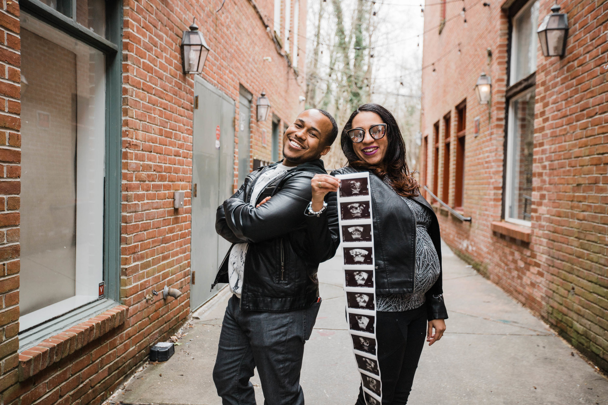 Hand lettered Black Leather jacket Pregnancy Announcement Baltimore Maternity Photographer Megapixels Media Photography-17.jpg