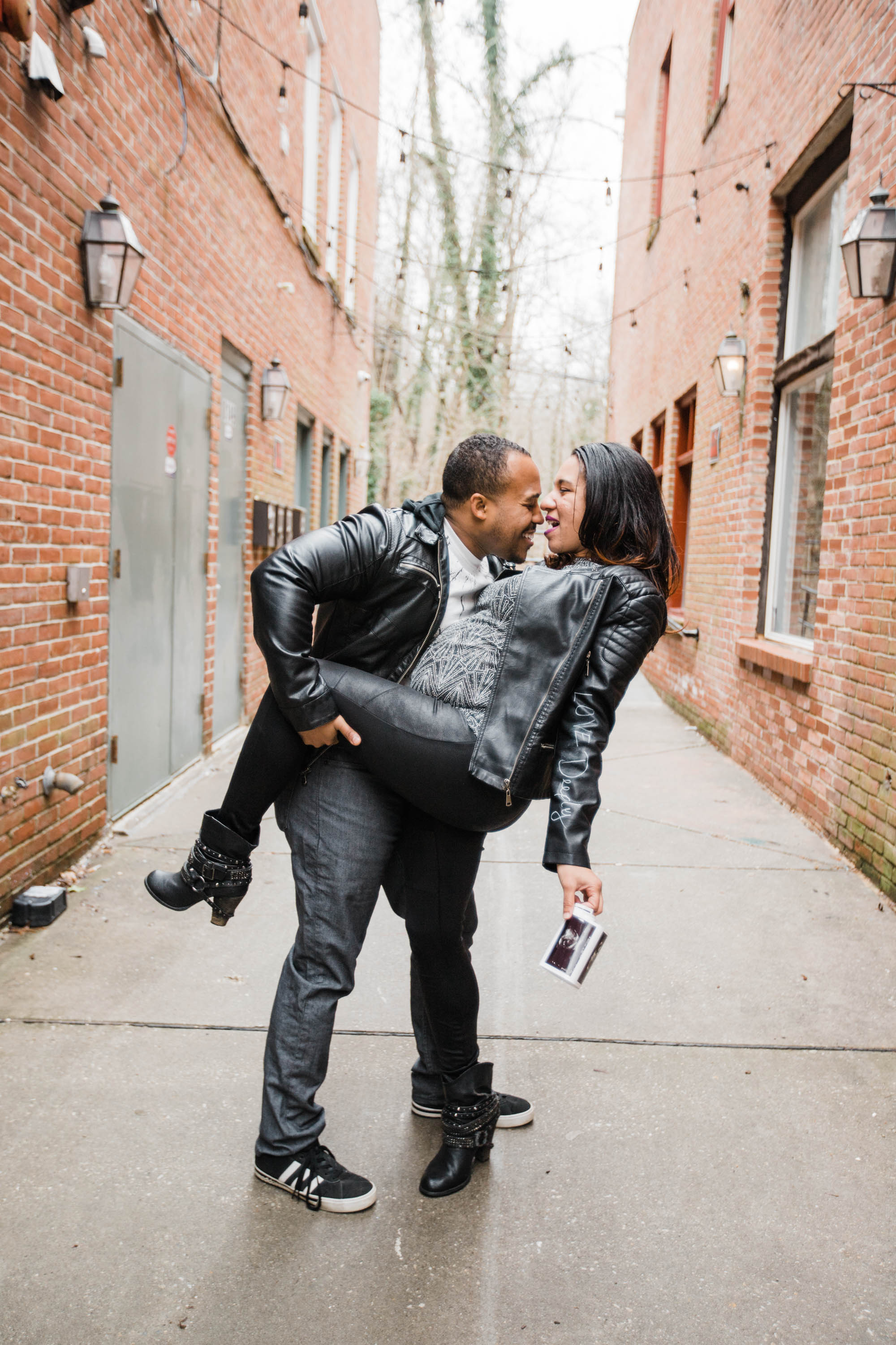 Hand lettered Black Leather jacket Pregnancy Announcement Baltimore Maternity Photographer Megapixels Media Photography-18.jpg