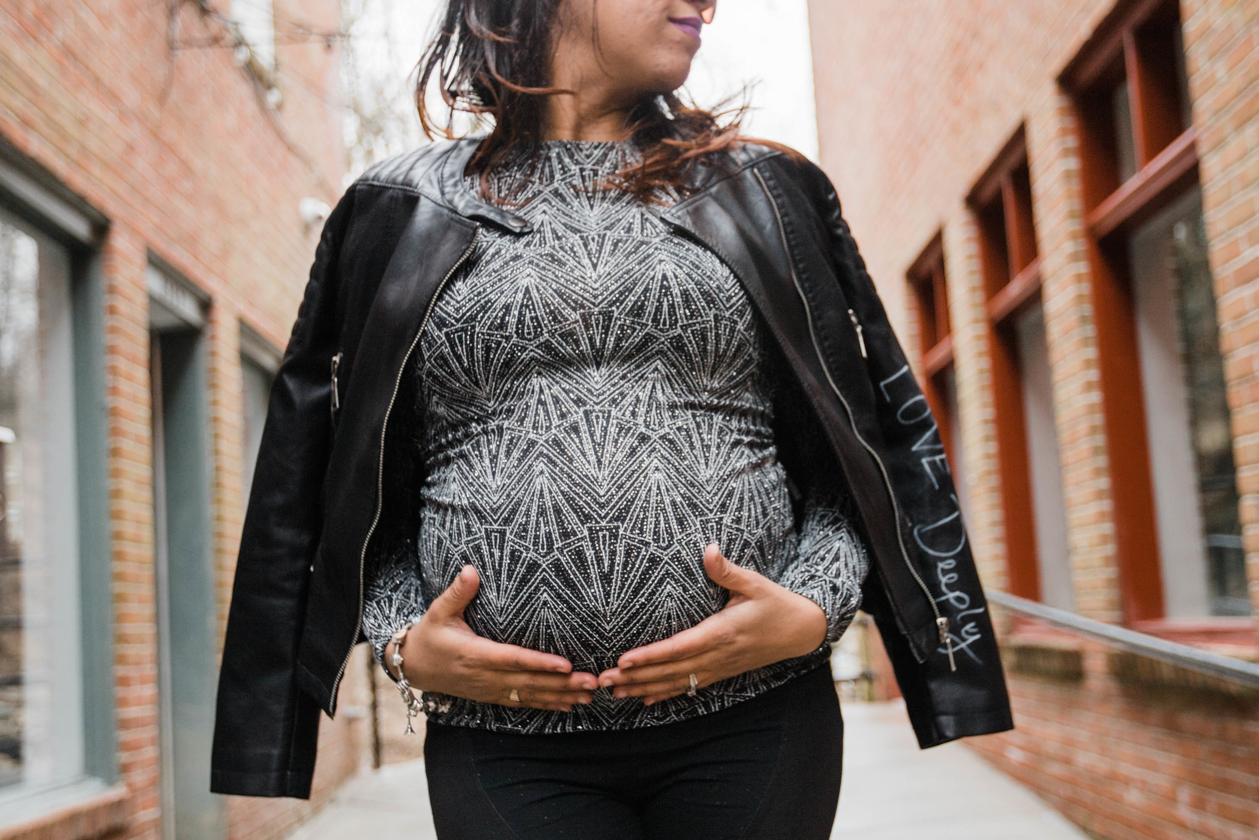 Hand lettered Black Leather jacket Pregnancy Announcement Baltimore Maternity Photographer Megapixels Media Photography-32.jpg