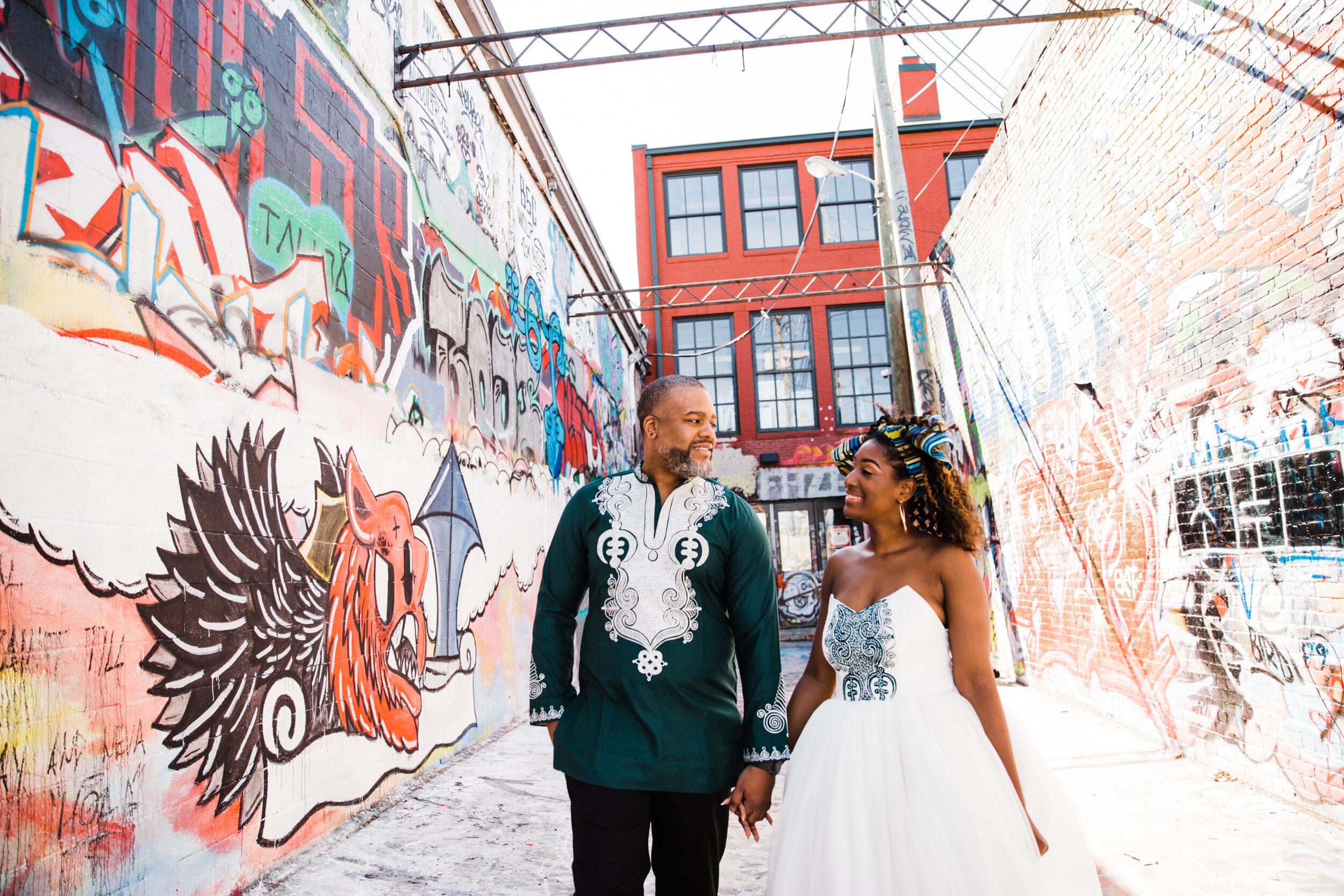 Baltimore Graffiti Alley Wedding African Print Wedding Dress Black Bride Megapixels Media Photography -14.jpg