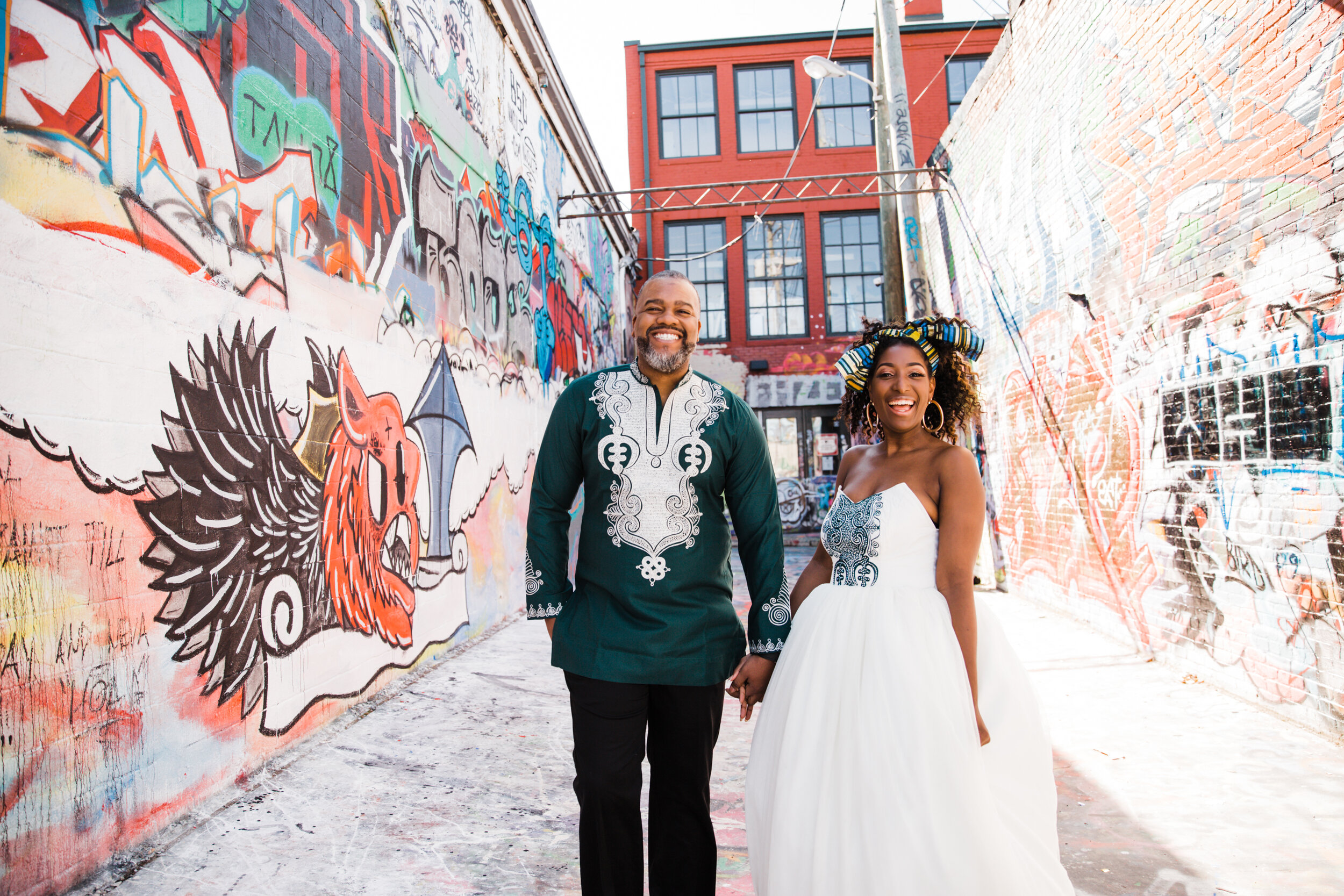 Baltimore Graffiti Alley Wedding African Print Wedding Dress Black Bride Megapixels Media Photography -15.jpg