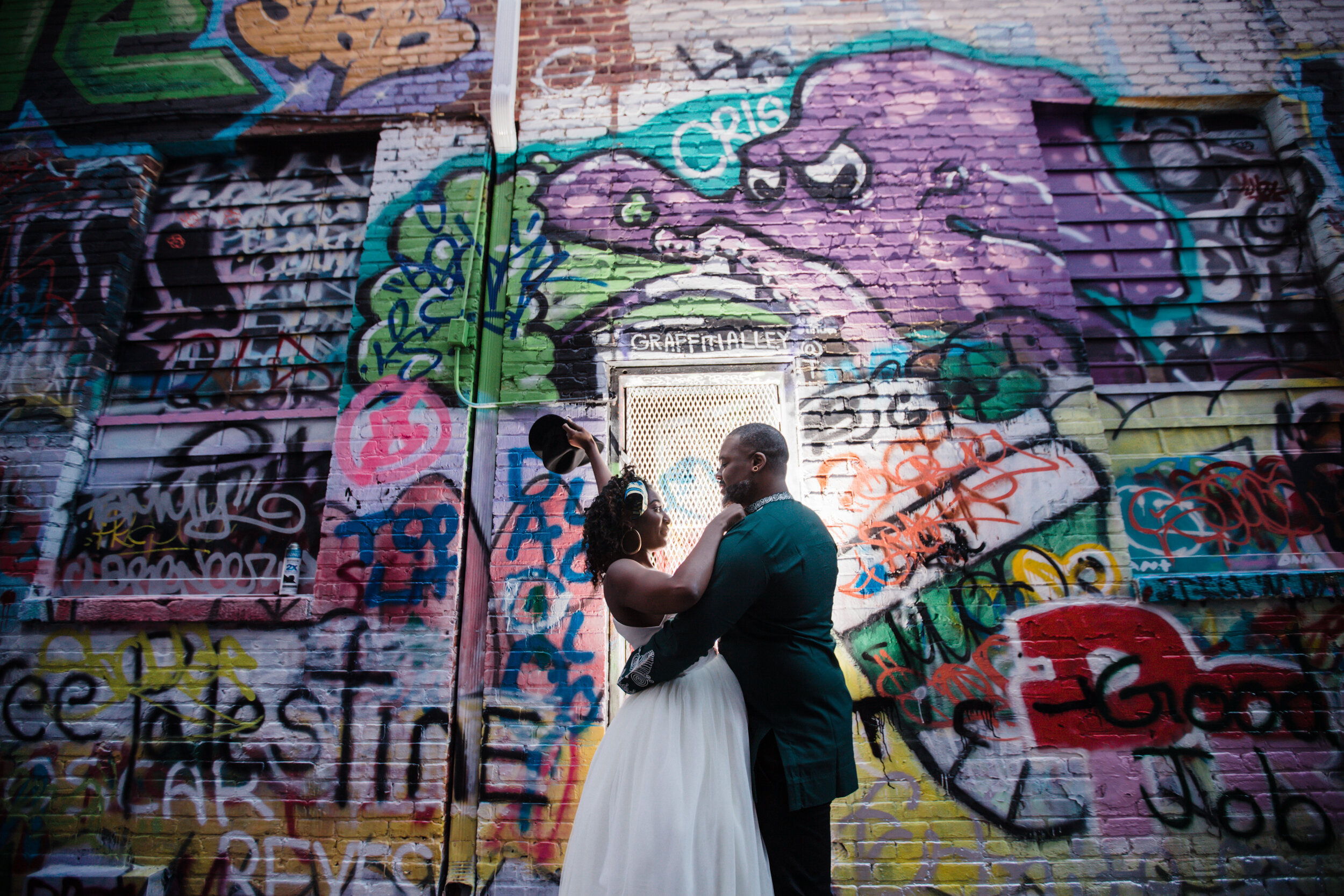 Baltimore Graffiti Alley Wedding African Print Wedding Dress Black Bride Megapixels Media Photography -36.jpg