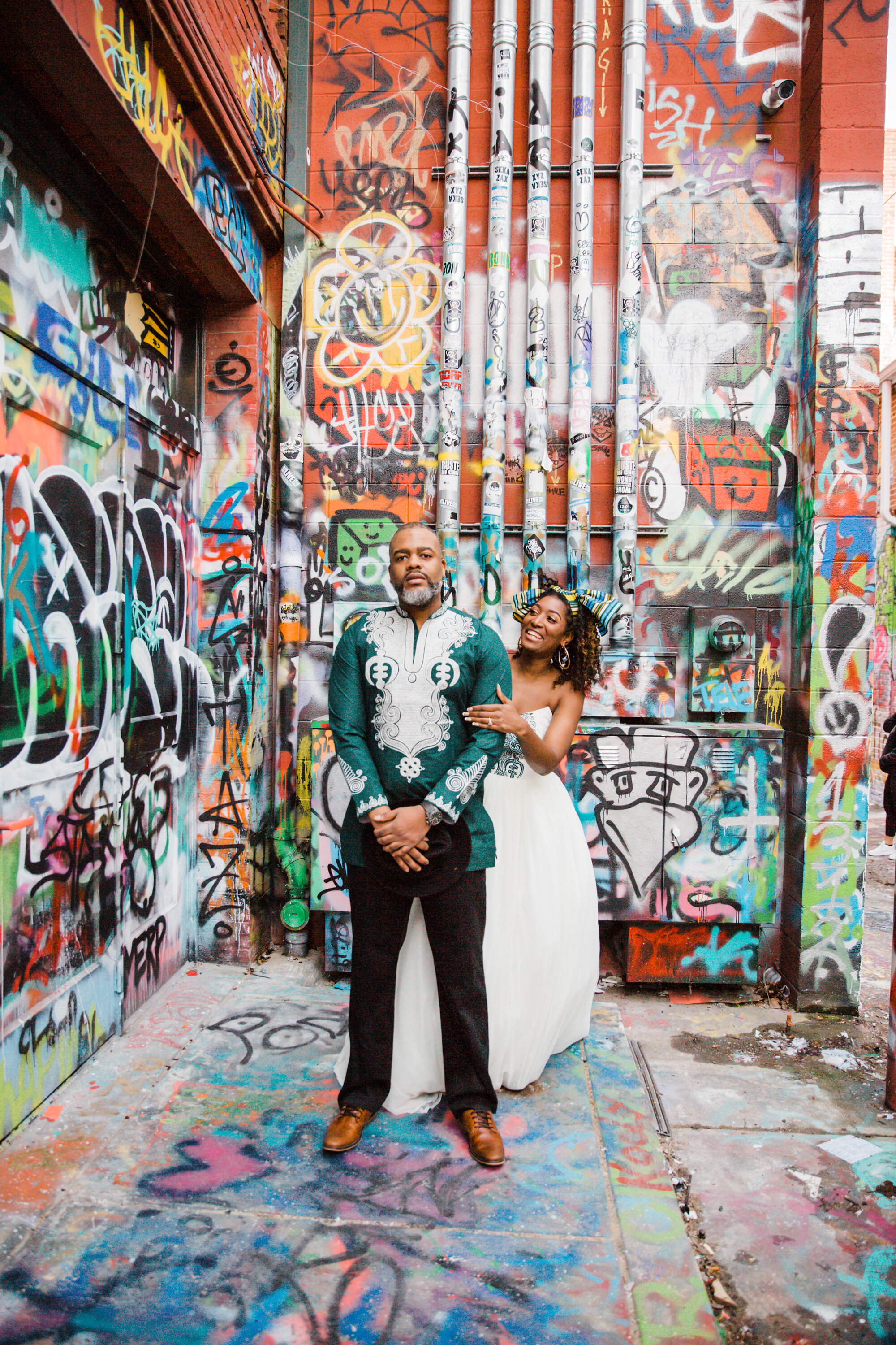 Baltimore Graffiti Alley Wedding African Print Wedding Dress Black Bride Megapixels Media Photography -25.jpg