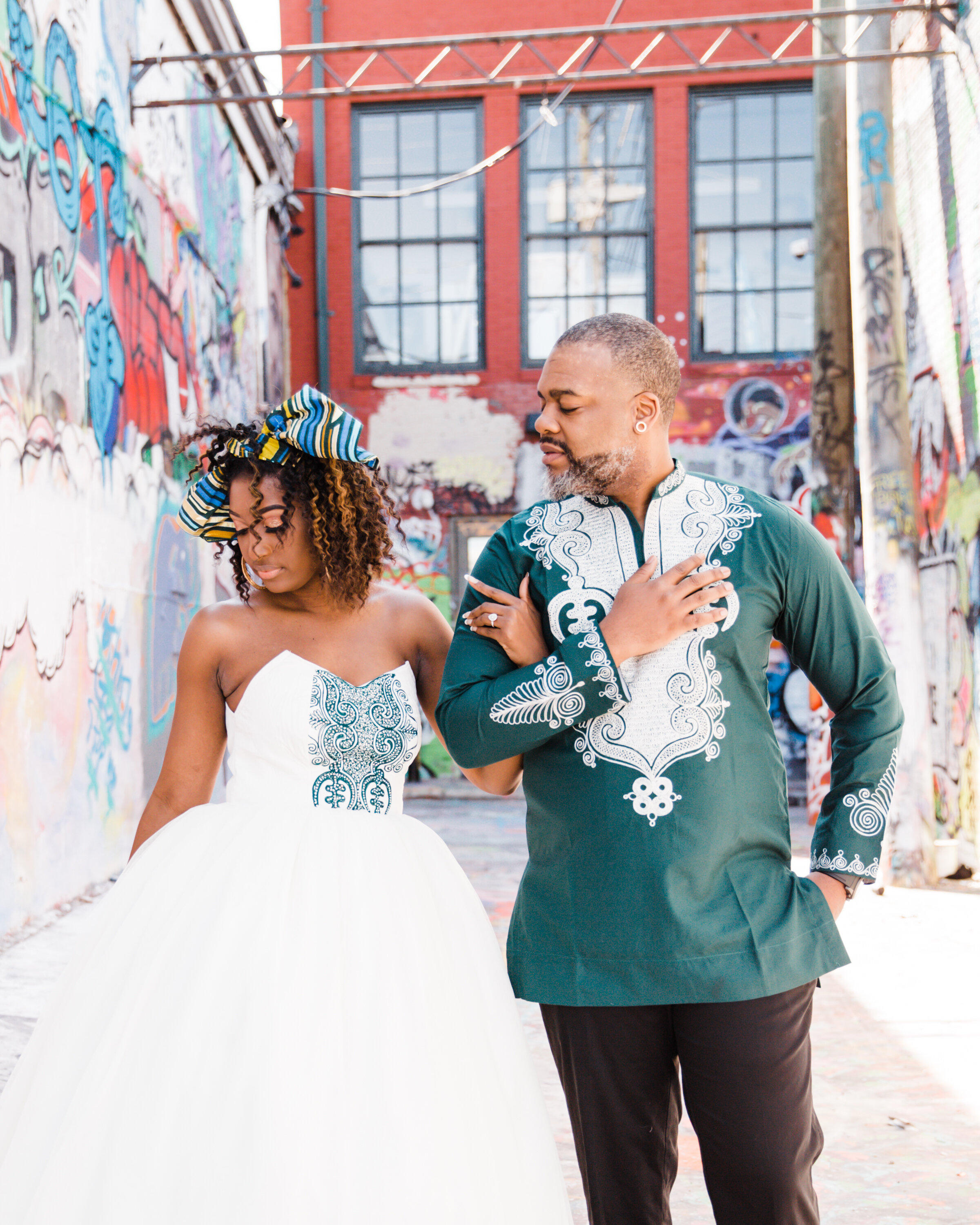 Baltimore Graffiti Alley Wedding African Print Wedding Dress Black Bride Megapixels Media Photography -17.jpg
