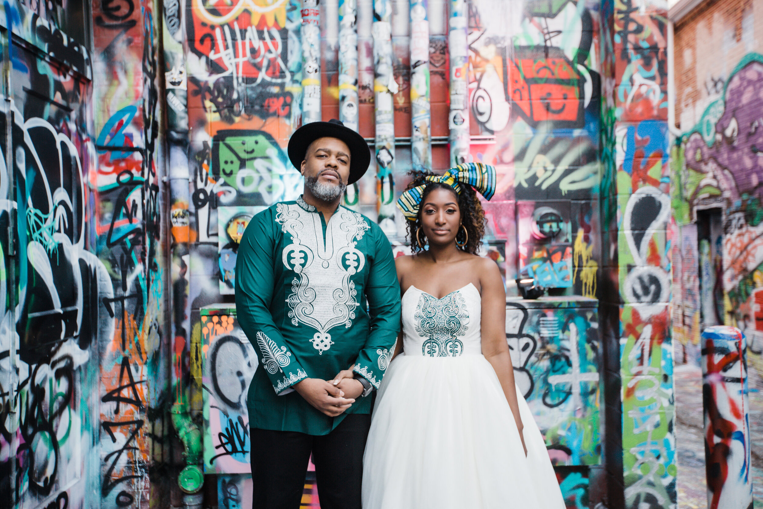 Baltimore Graffiti Alley Wedding African Print Wedding Dress Black Bride Megapixels Media Photography -28.jpg