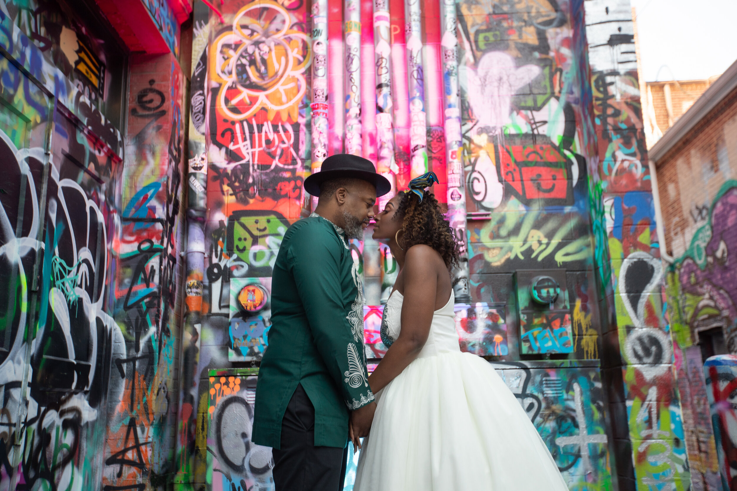 Baltimore Graffiti Alley Wedding African Print Wedding Dress Black Bride Megapixels Media Photography -29.jpg