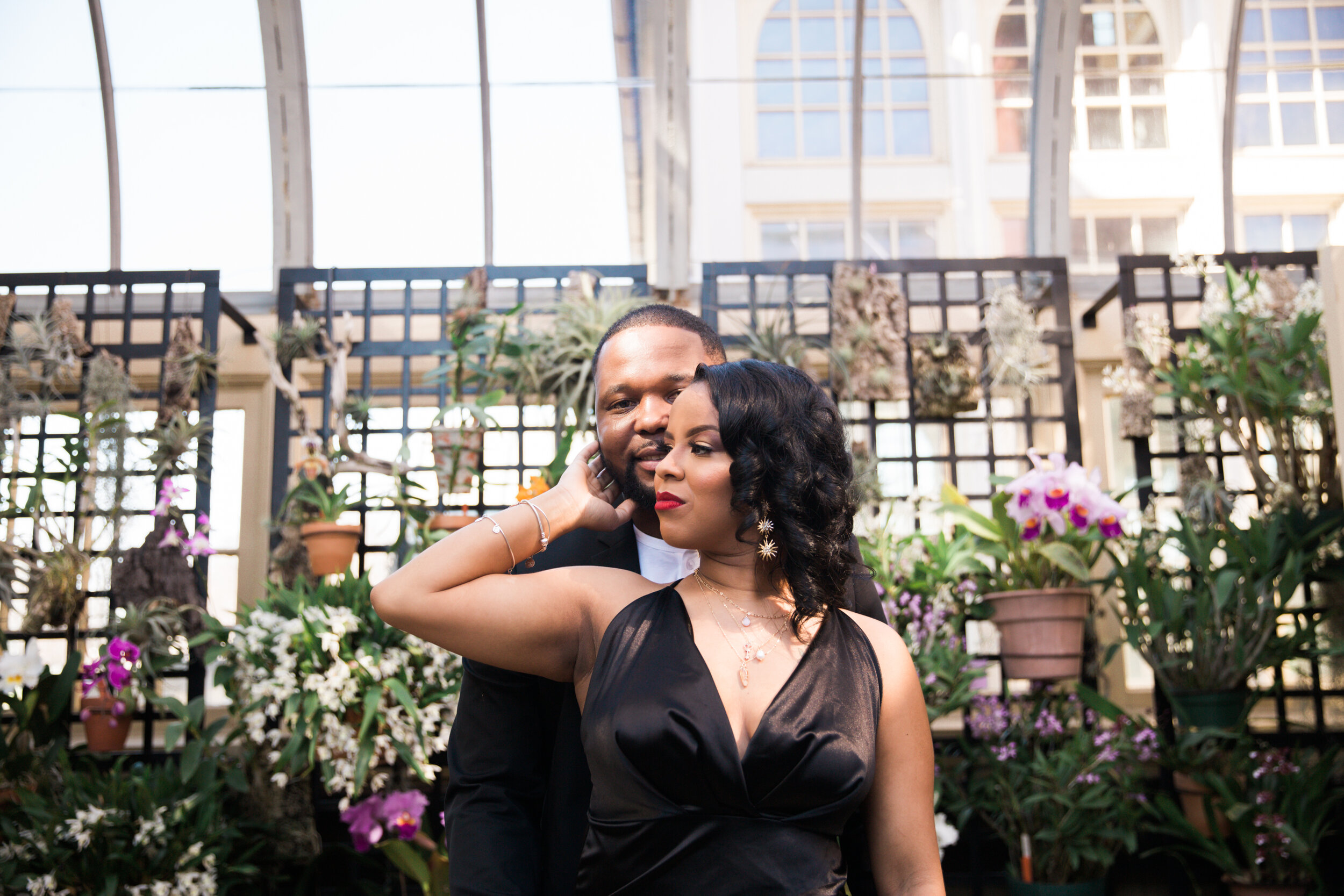 Best Wedding Photographers in Baltimore Free Engagement Session Maryland Megapixels Media Photography Rawlings Conservatory Engagement Photos Black Dress Black Couple in Love-32.jpg
