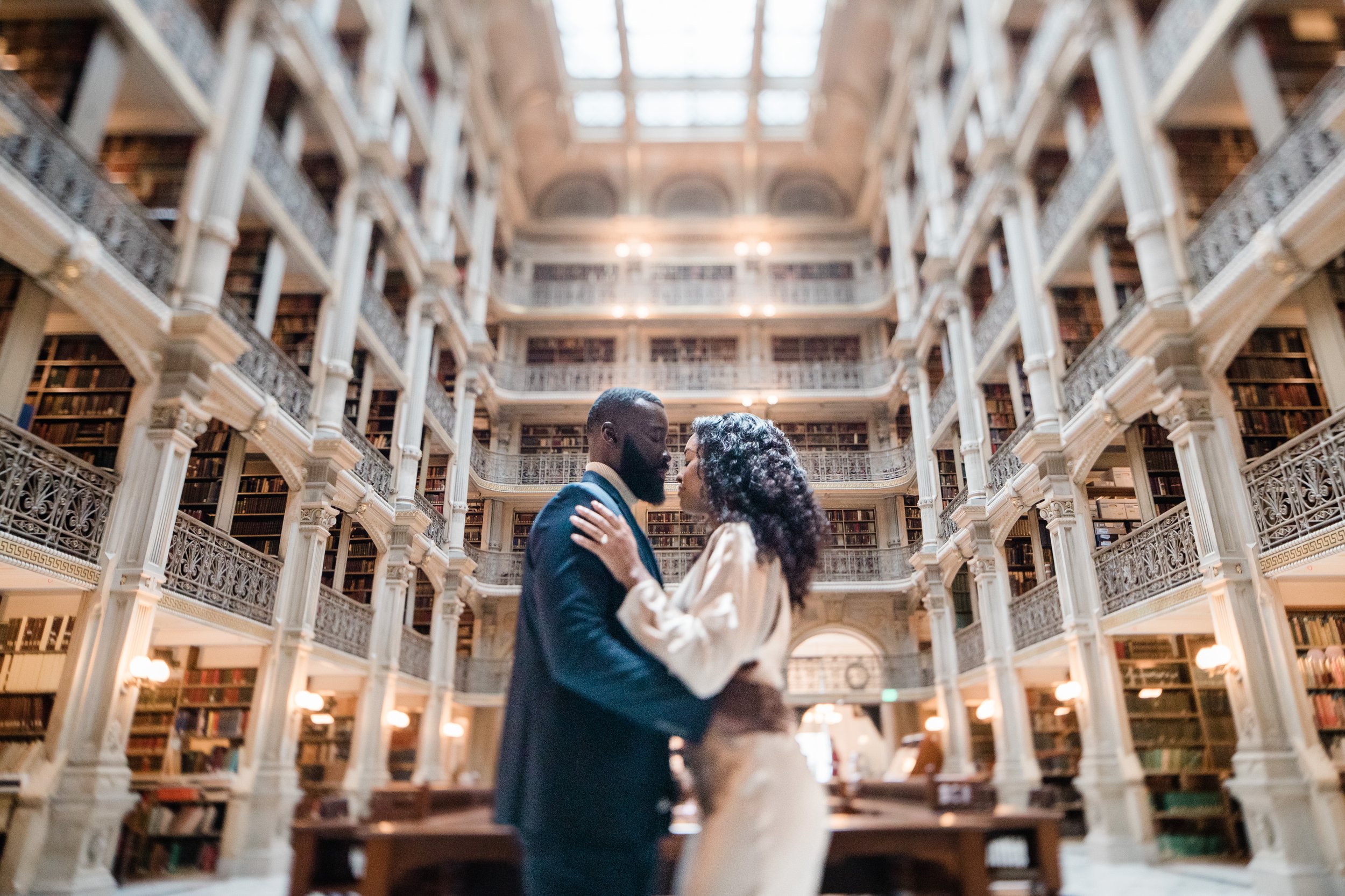 Disney Beauty and The Beast Inspired Engagement Session at The Peabody Library Baltimore Maryland shot by Megapixels Media Photography-4.jpg