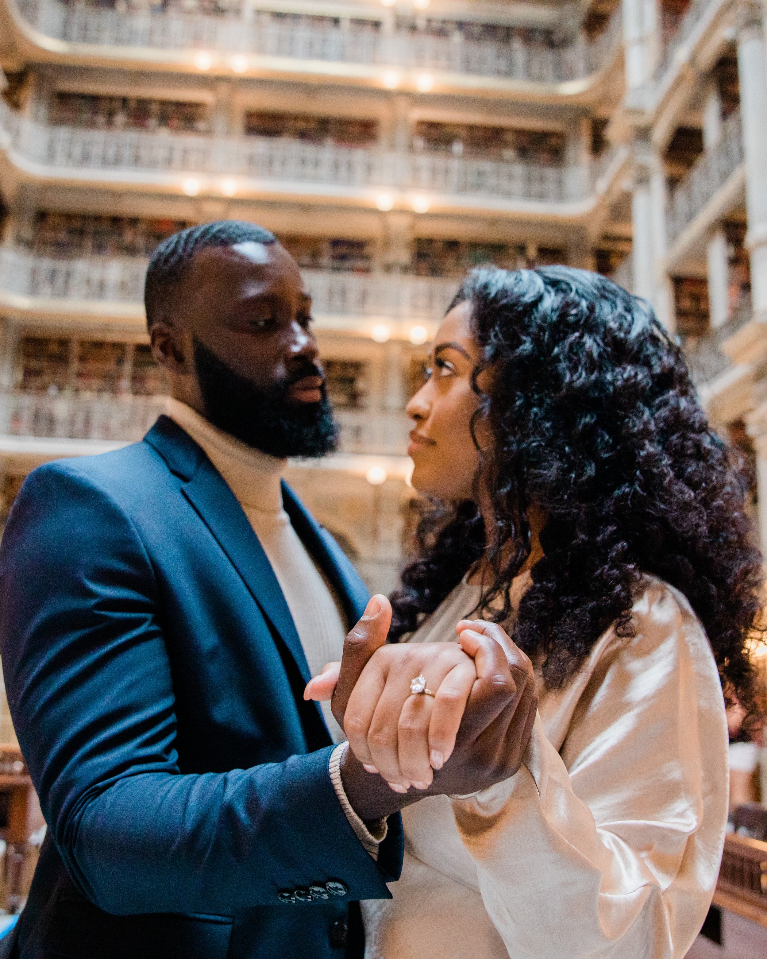 Disney Beauty and The Beast Inspired Engagement Session at The Peabody Library Baltimore Maryland shot by Megapixels Media Photography-11.jpg