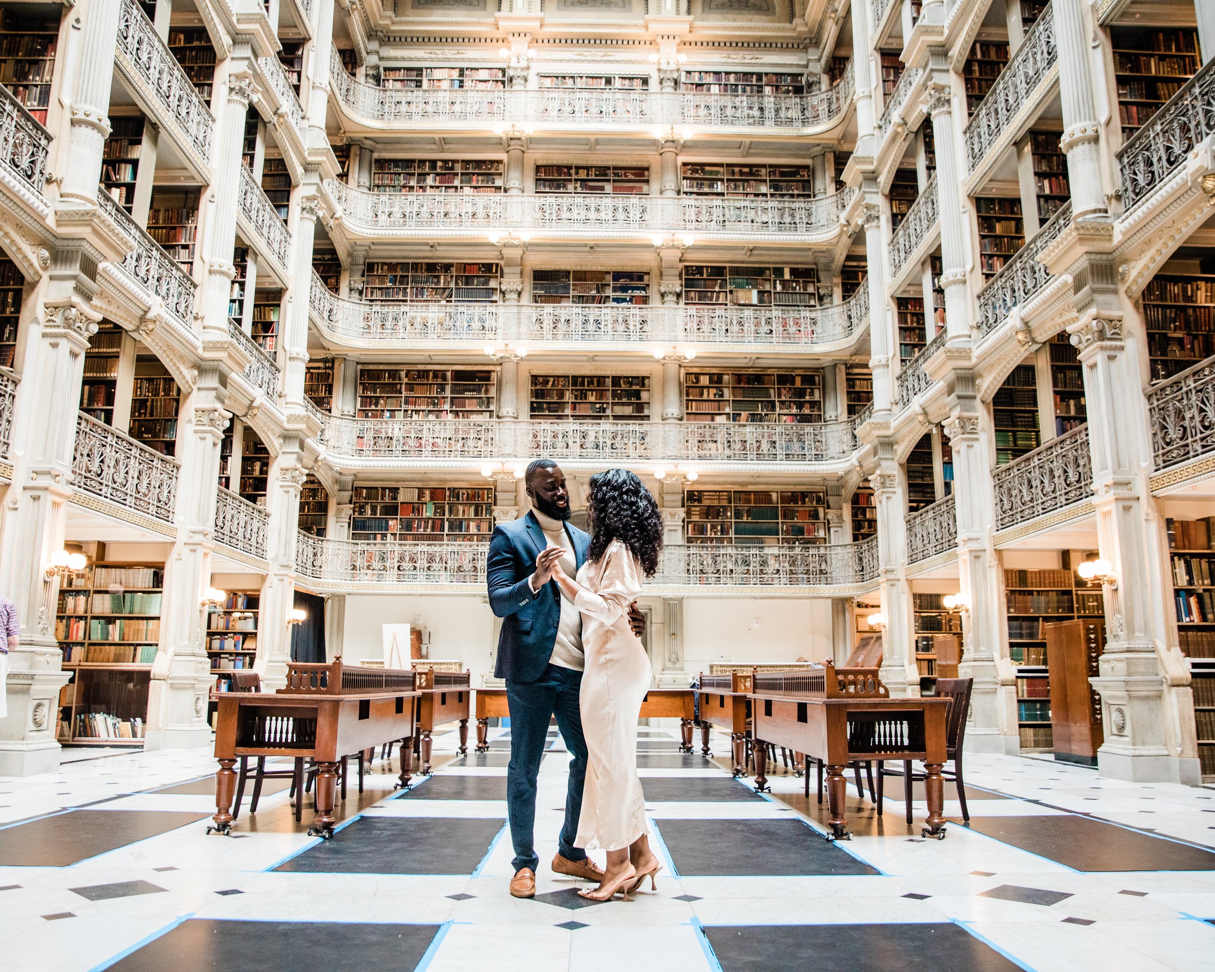 Disney Beauty and The Beast Inspired Engagement Session at The Peabody Library Baltimore Maryland shot by Megapixels Media Photography-13.jpg