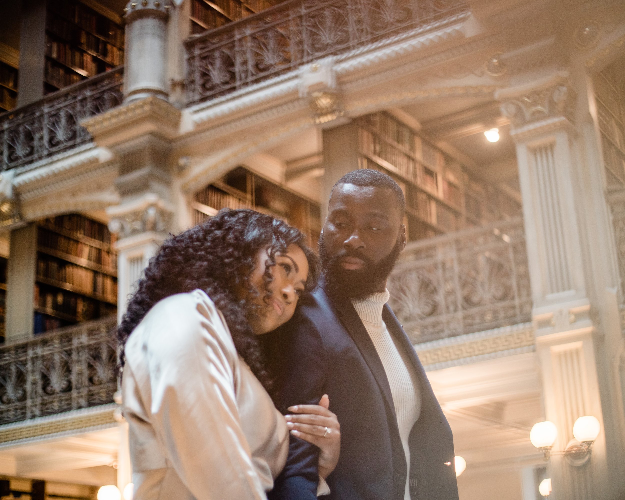 Disney Beauty and The Beast Inspired Engagement Session at The Peabody Library Baltimore Maryland shot by Megapixels Media Photography-18.jpg