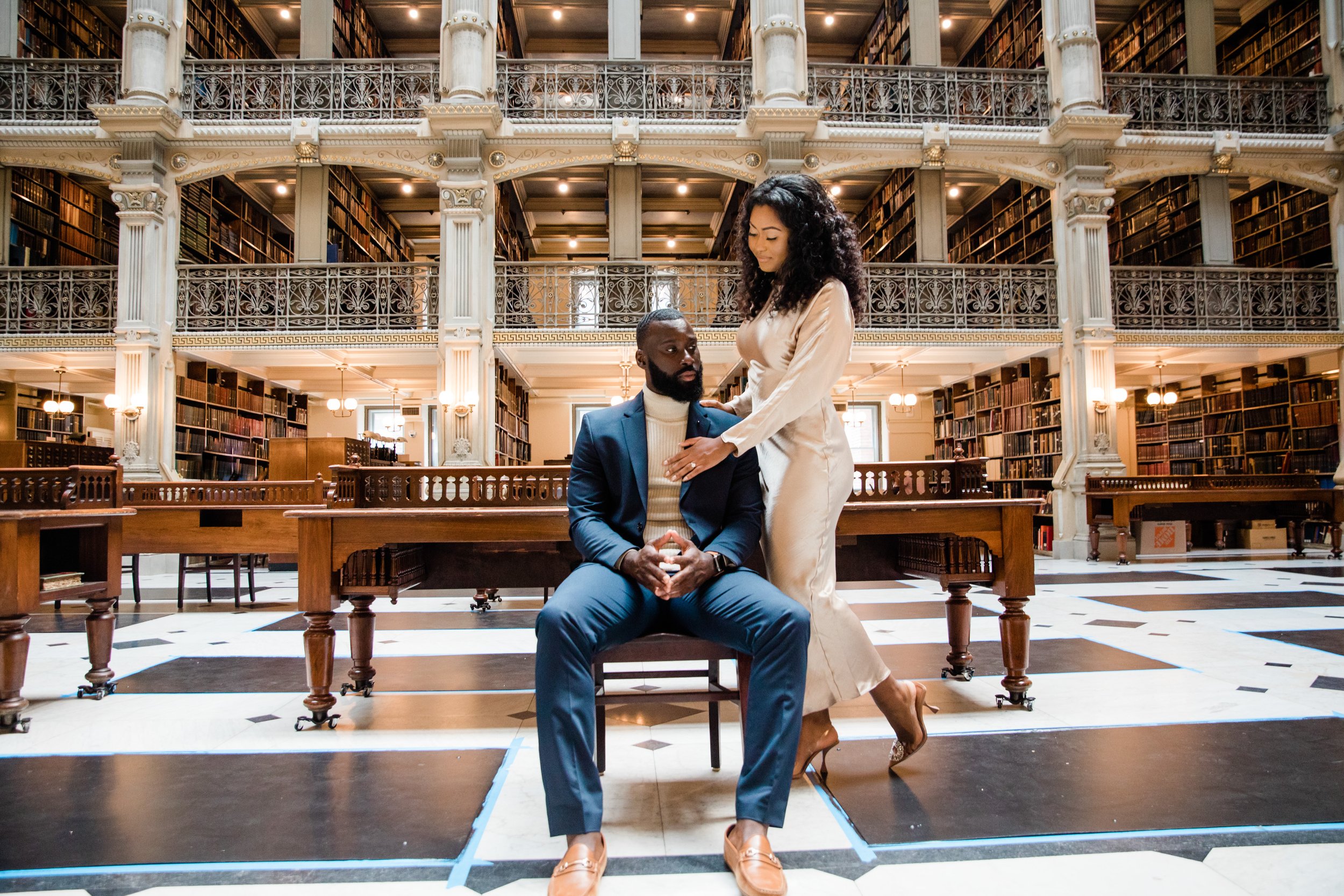 Disney Beauty and The Beast Inspired Engagement Session at The Peabody Library Baltimore Maryland shot by Megapixels Media Photography-35.jpg