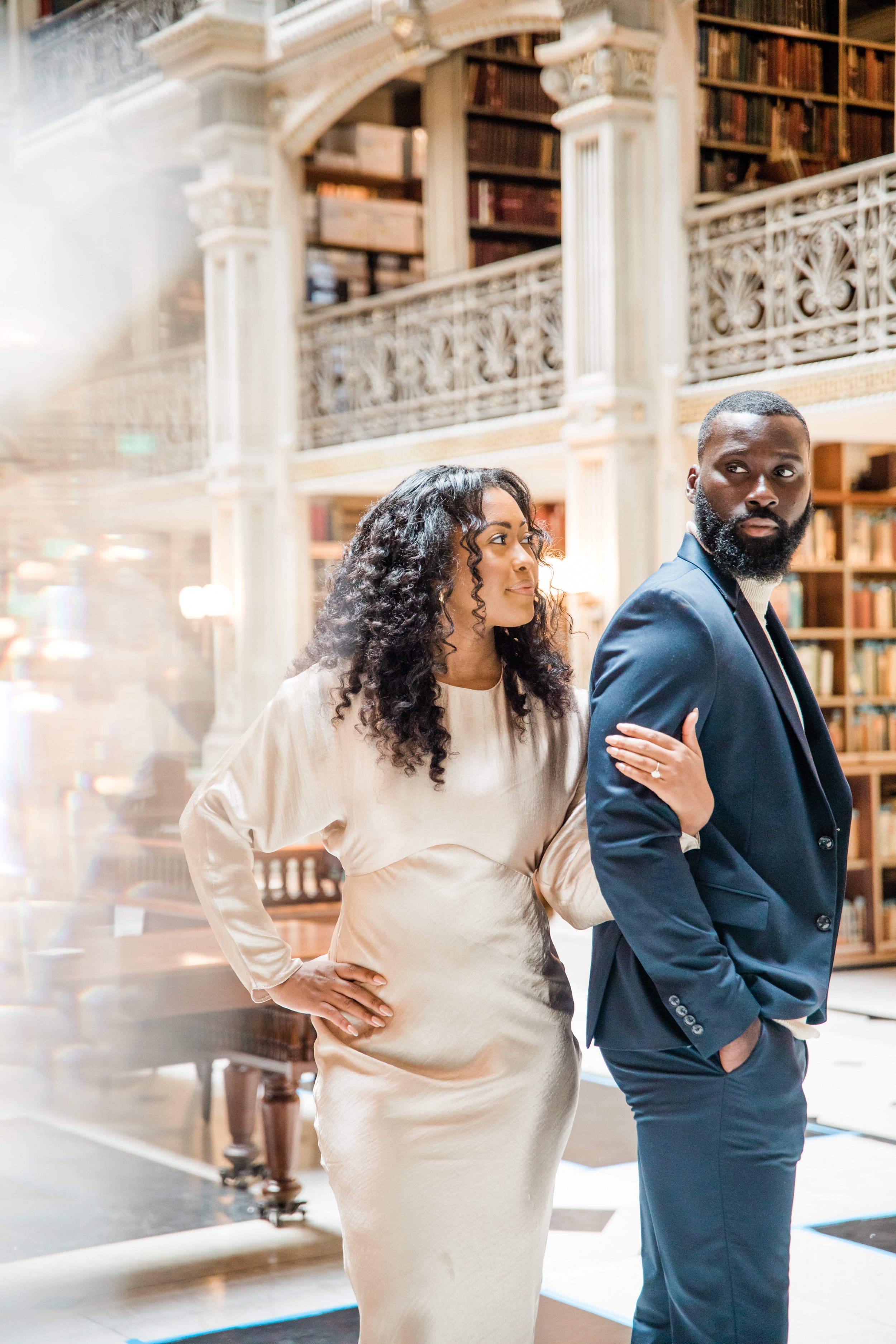 Disney Beauty and The Beast Inspired Engagement Session at The Peabody Library Baltimore Maryland shot by Megapixels Media Photography-39.jpg