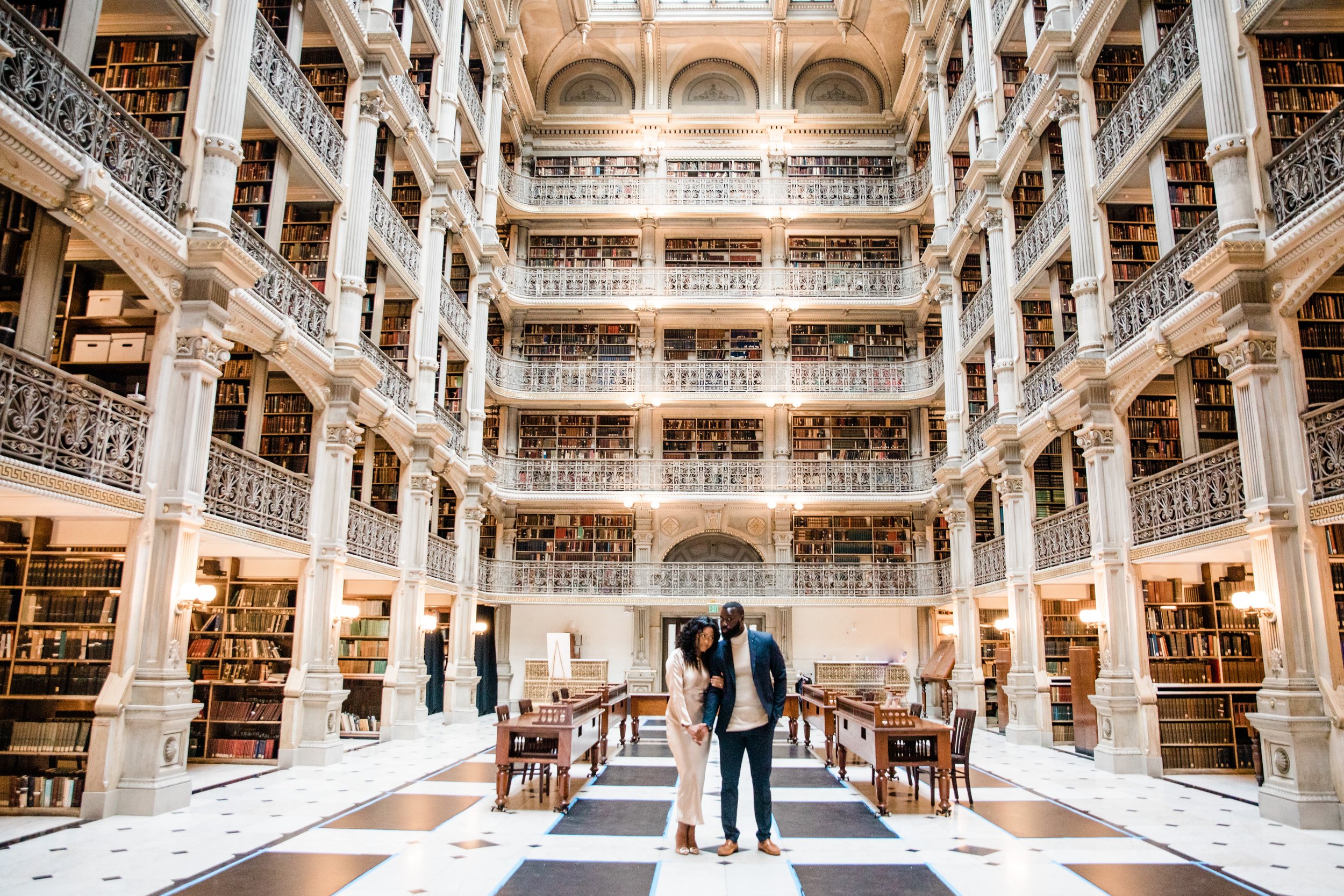 Disney Beauty and The Beast Inspired Engagement Session at The Peabody Library Baltimore Maryland shot by Megapixels Media Photography-40.jpg