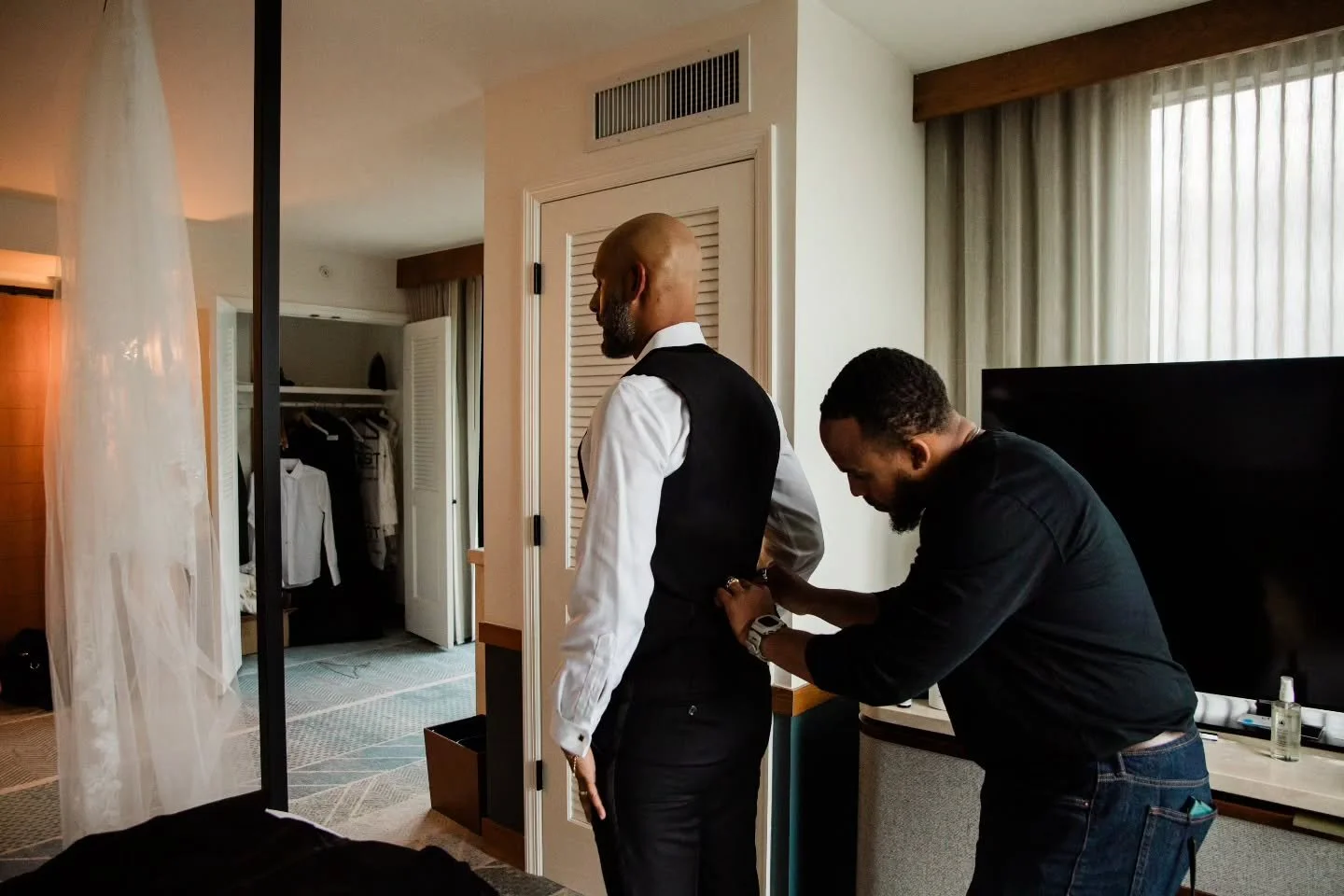 One thing we often hear from our couples is:

&ldquo;You weren&rsquo;t just there to take pictures &mdash; you were there for us.&rdquo;

As Jamie was getting dressed, he looked at Garrett and said,

&ldquo;It feels like having an extra Best Man in t