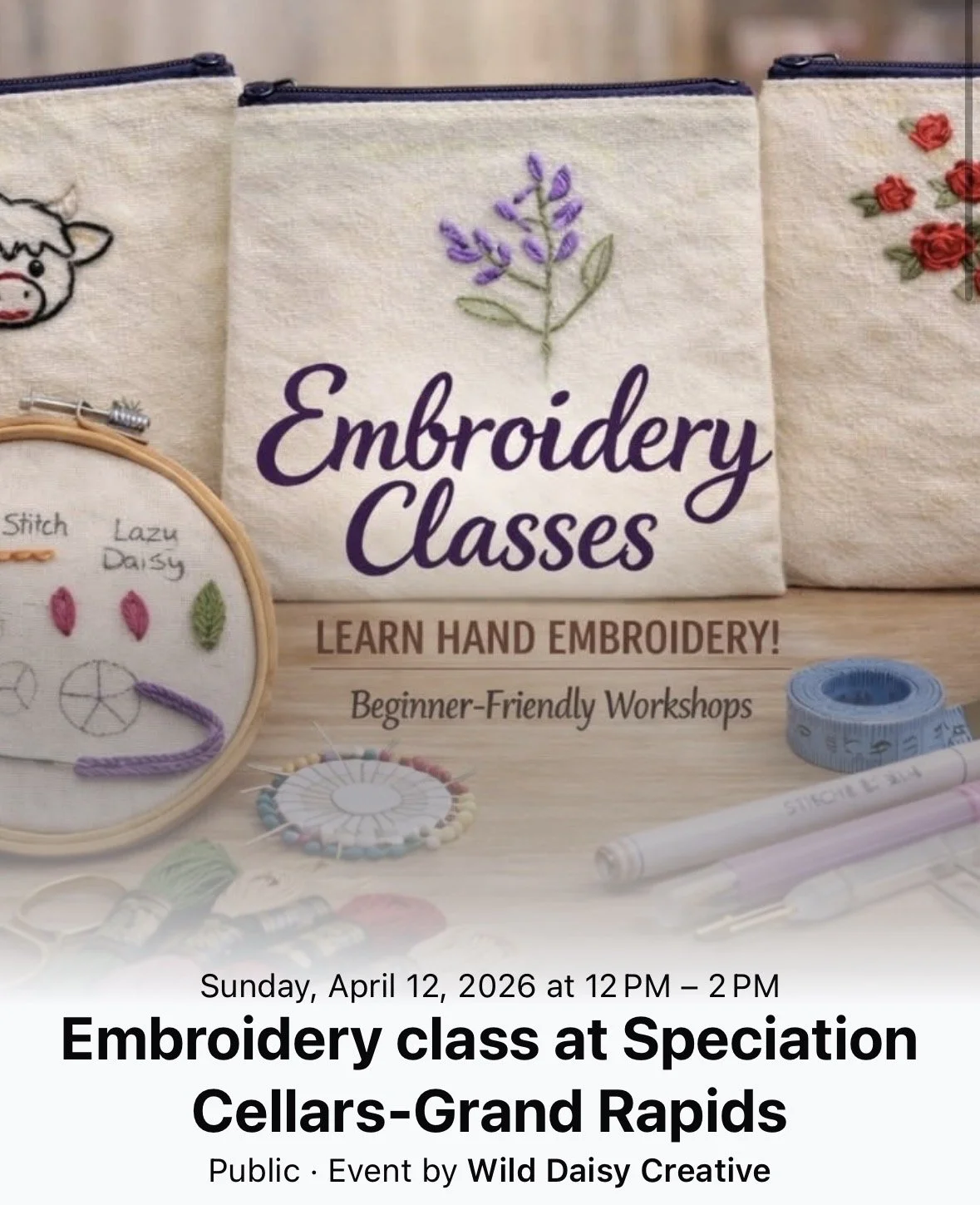 Embroidery Class with Wild Daisy Creative