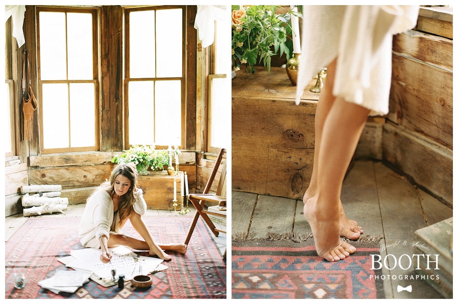 rustic cabin bridal boudoir session in Ouray, Colorado
