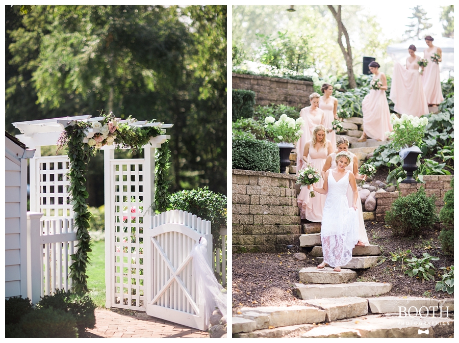 bridal party at a bohemian romantic outdoor private estate wedding