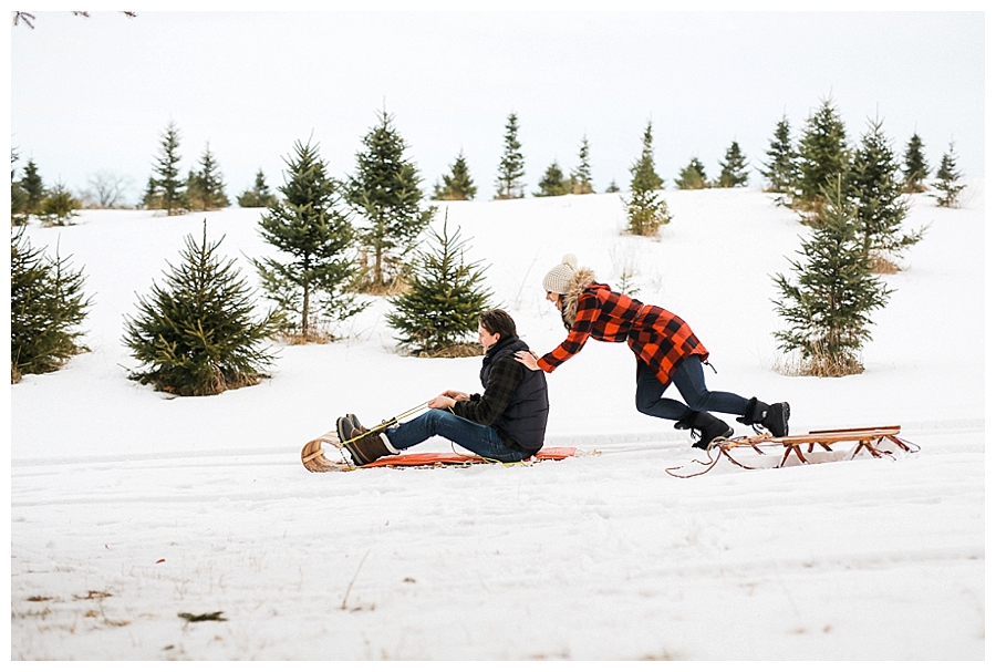 couple sledding