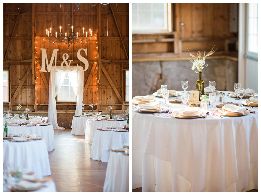 elegant and rustic ivory wedding reception inspiration at Sugarland Barn