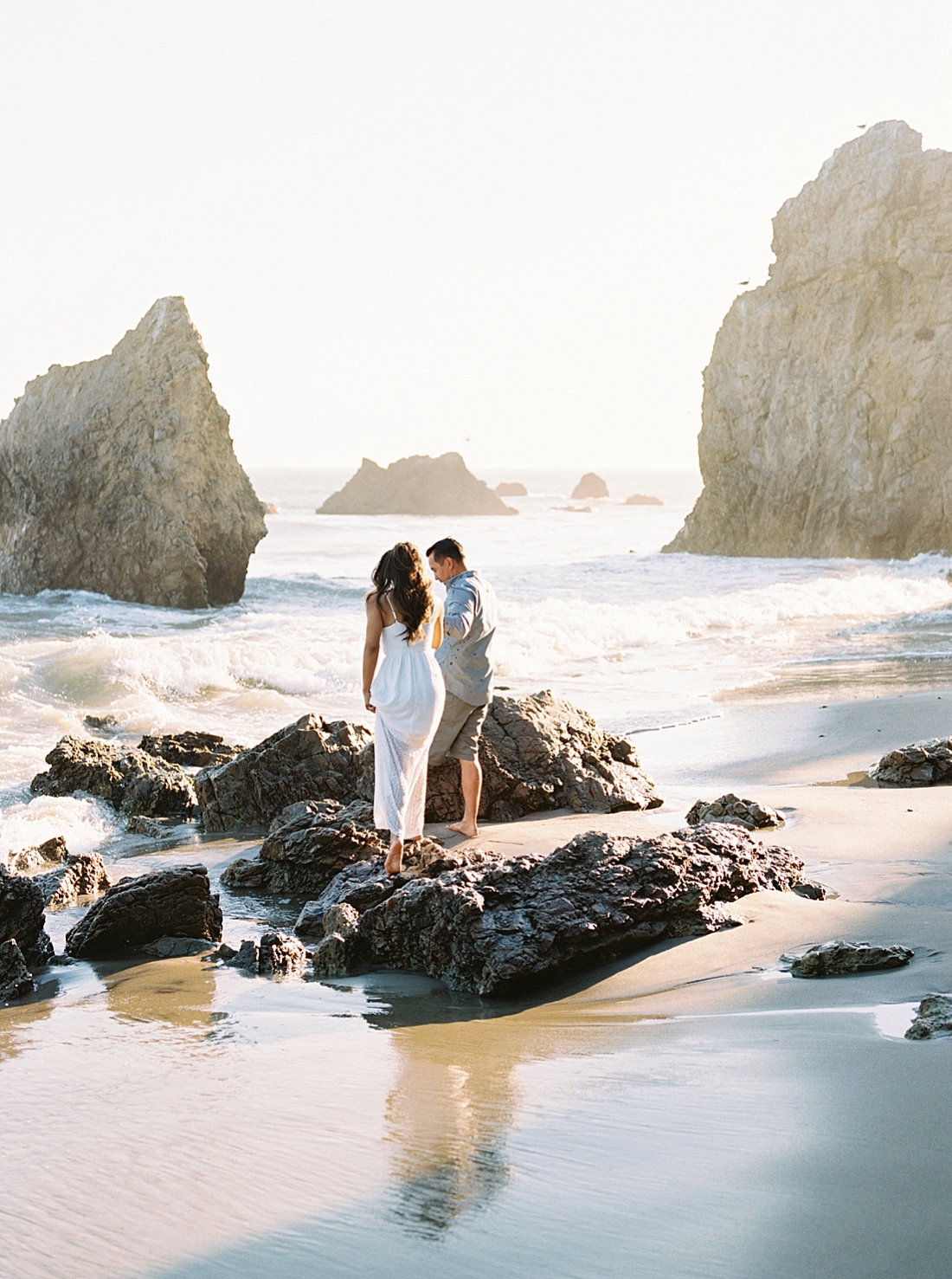 fine art engagement session at El Matador Beach, Malibu California