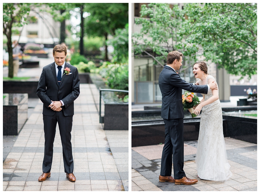 fine art wedding photography of downtown Chicago first look