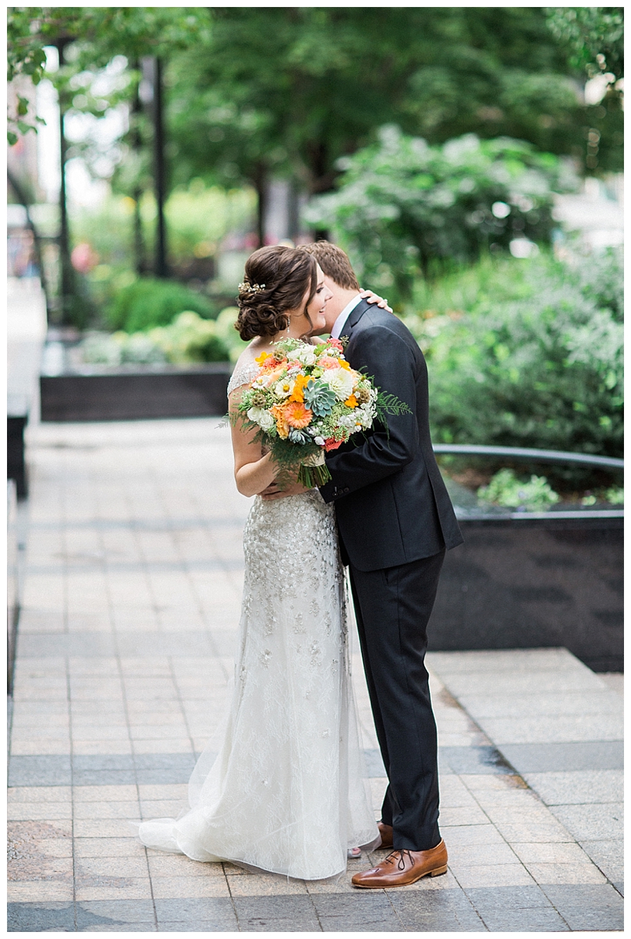 fine art wedding photography of downtown Chicago first look