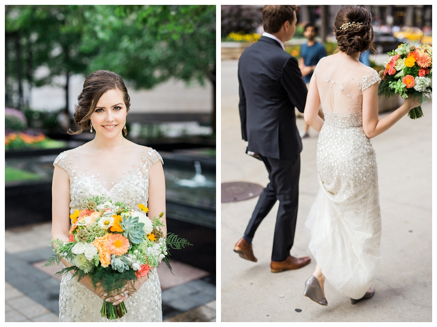 fine art wedding photography of downtown Chicago first look