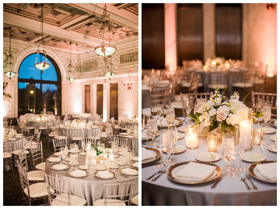 fine art wedding photography of black tie reception at Chicago Cultural Center, Chicago