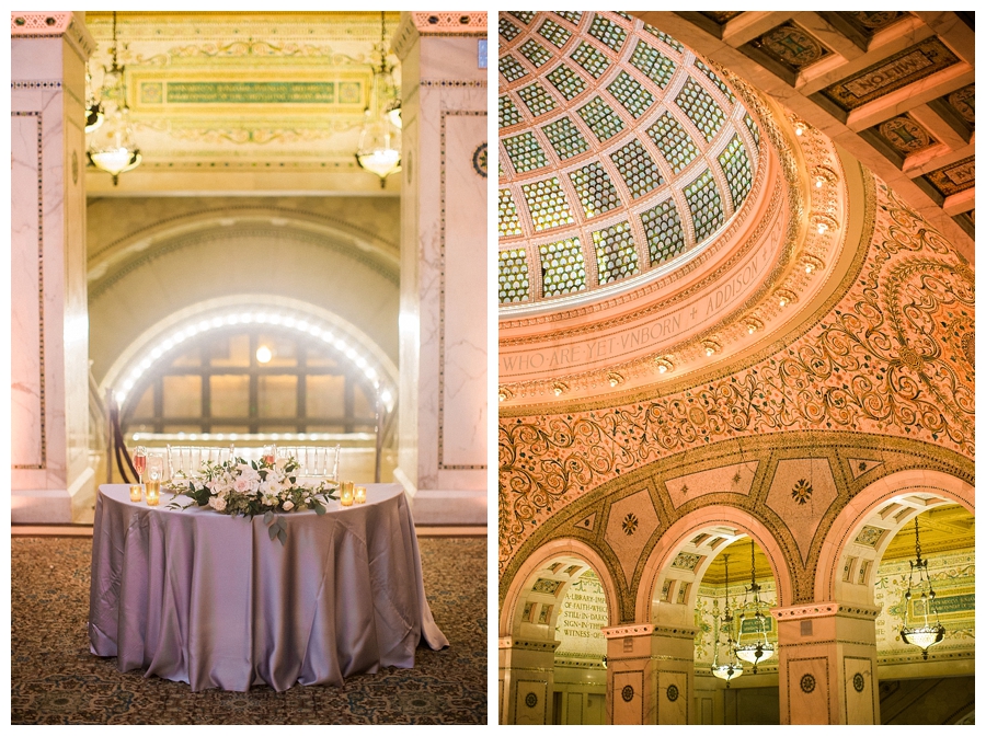fine art wedding photography of black tie reception at Chicago Cultural Center, Chicago
