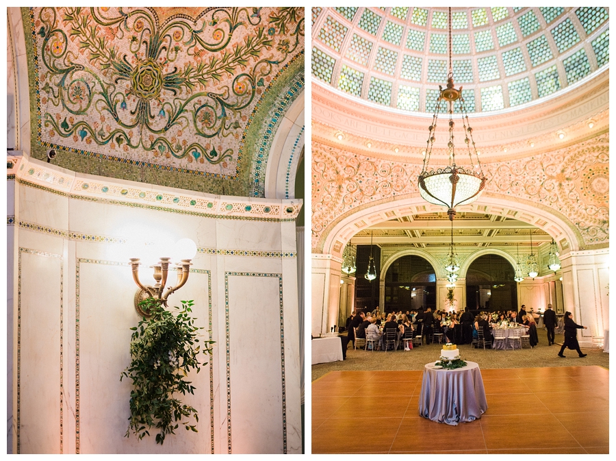 fine art wedding photography of cocktail hour at Chicago Cultural Center, Chicago