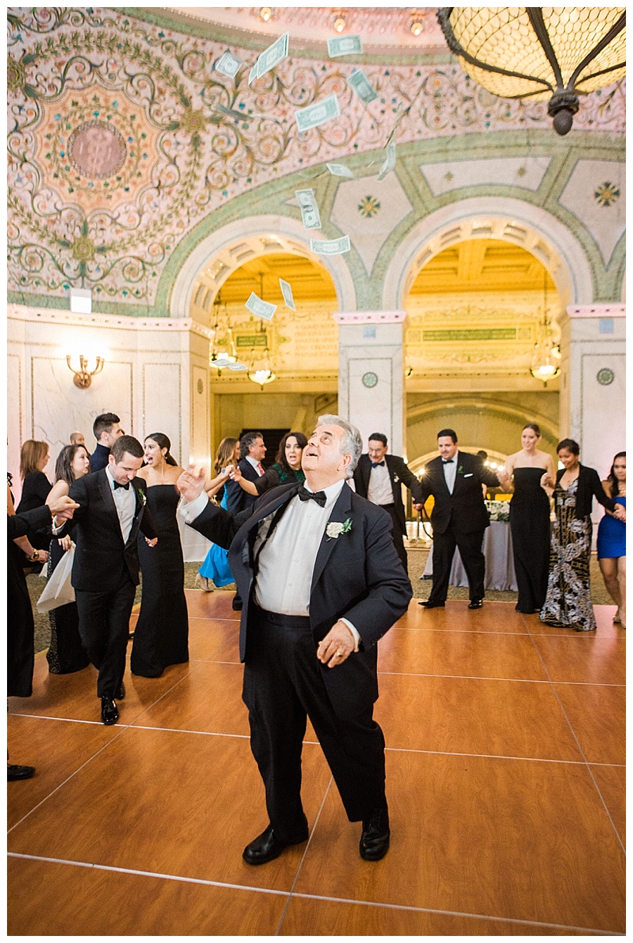 fine art wedding photography of dancing at the Chicago Cultural Center, Chicago