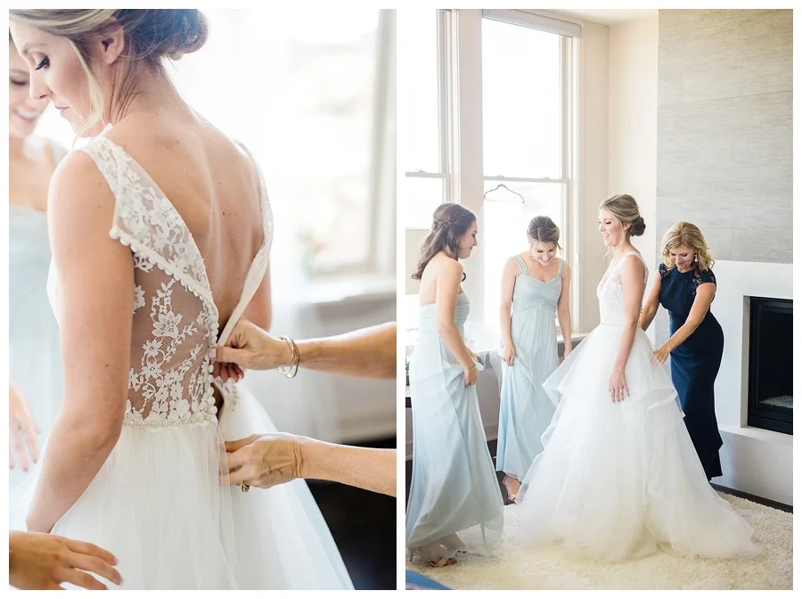 Bride getting ready for her Milwaukee Art Museum wedding