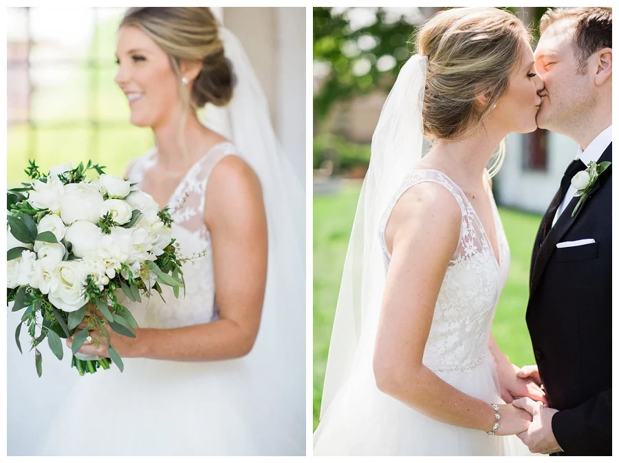 Bride and groom's first look at the Villa Terrace Museum of Decorative Arts