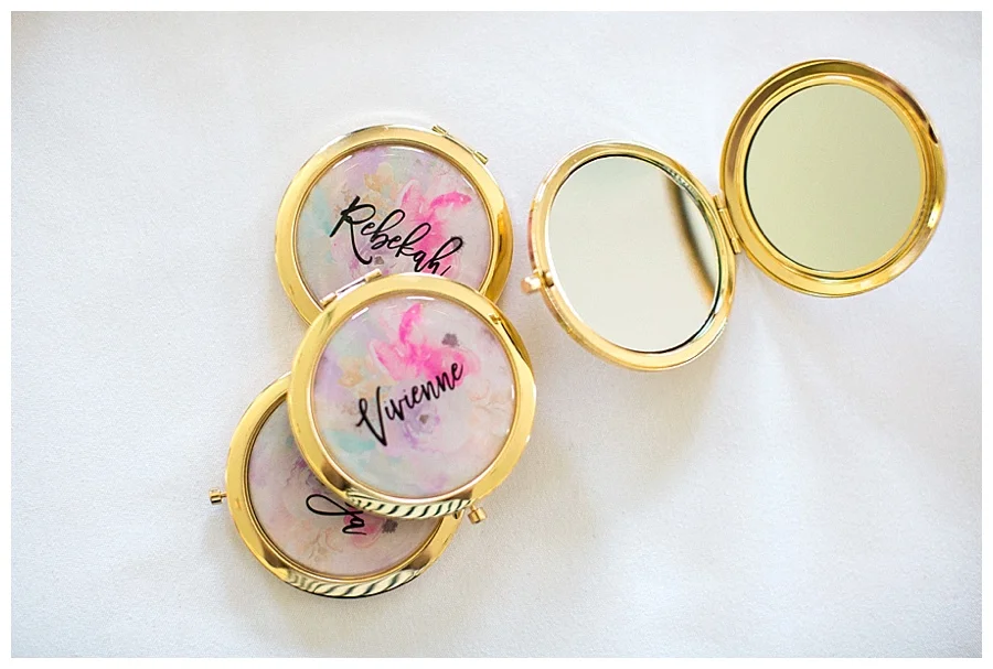 custom bridal floral mirrored compacts