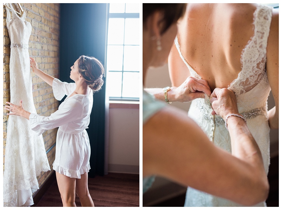 Bride getting ready at the Iron Horse Hotel in Milwaukee