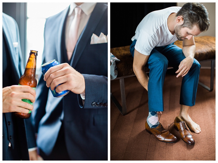 Groom getting ready at the Iron Horse Hotel