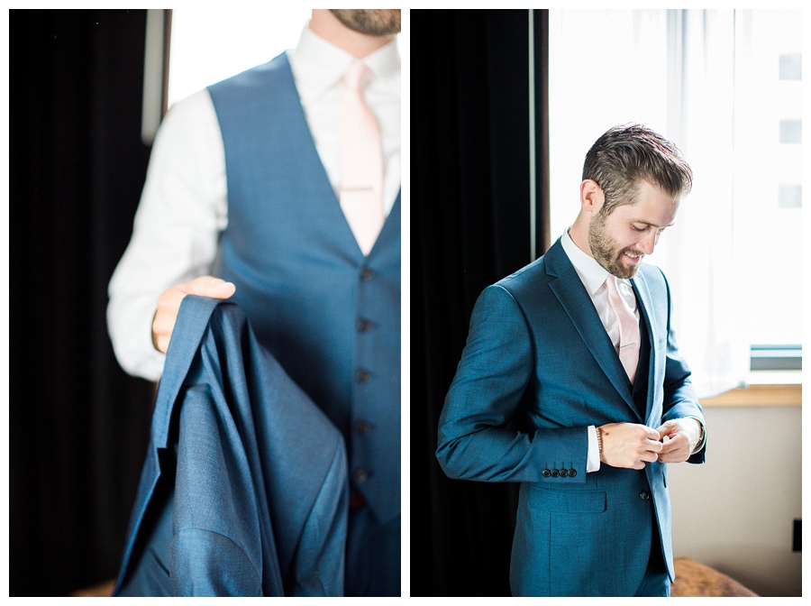 Groom getting ready at the Iron Horse Hotel