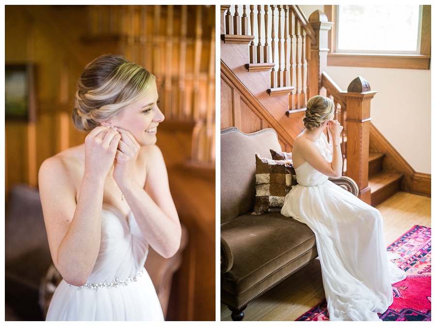 bride getting ready before wedding at the Farm at Dover