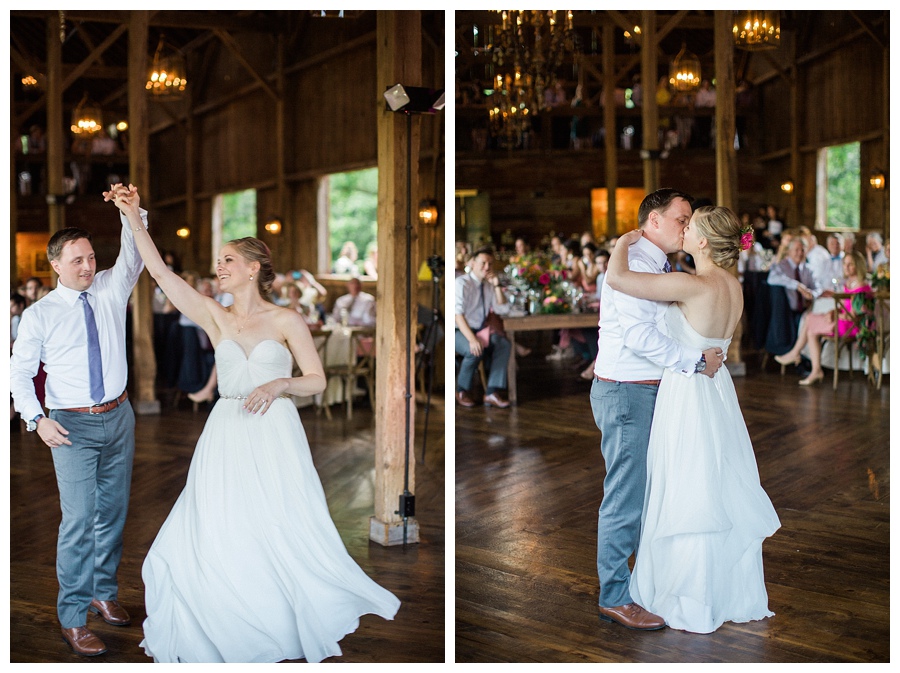 first dances at farm to table style wedding reception at the Farm at Dover