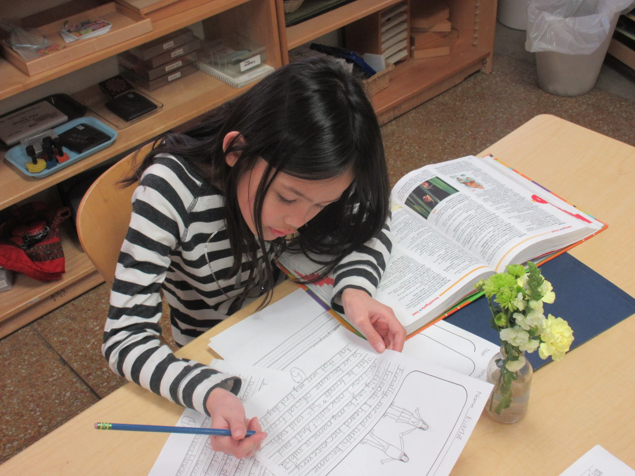 Editing our "small moment" story in writer's workshop.
