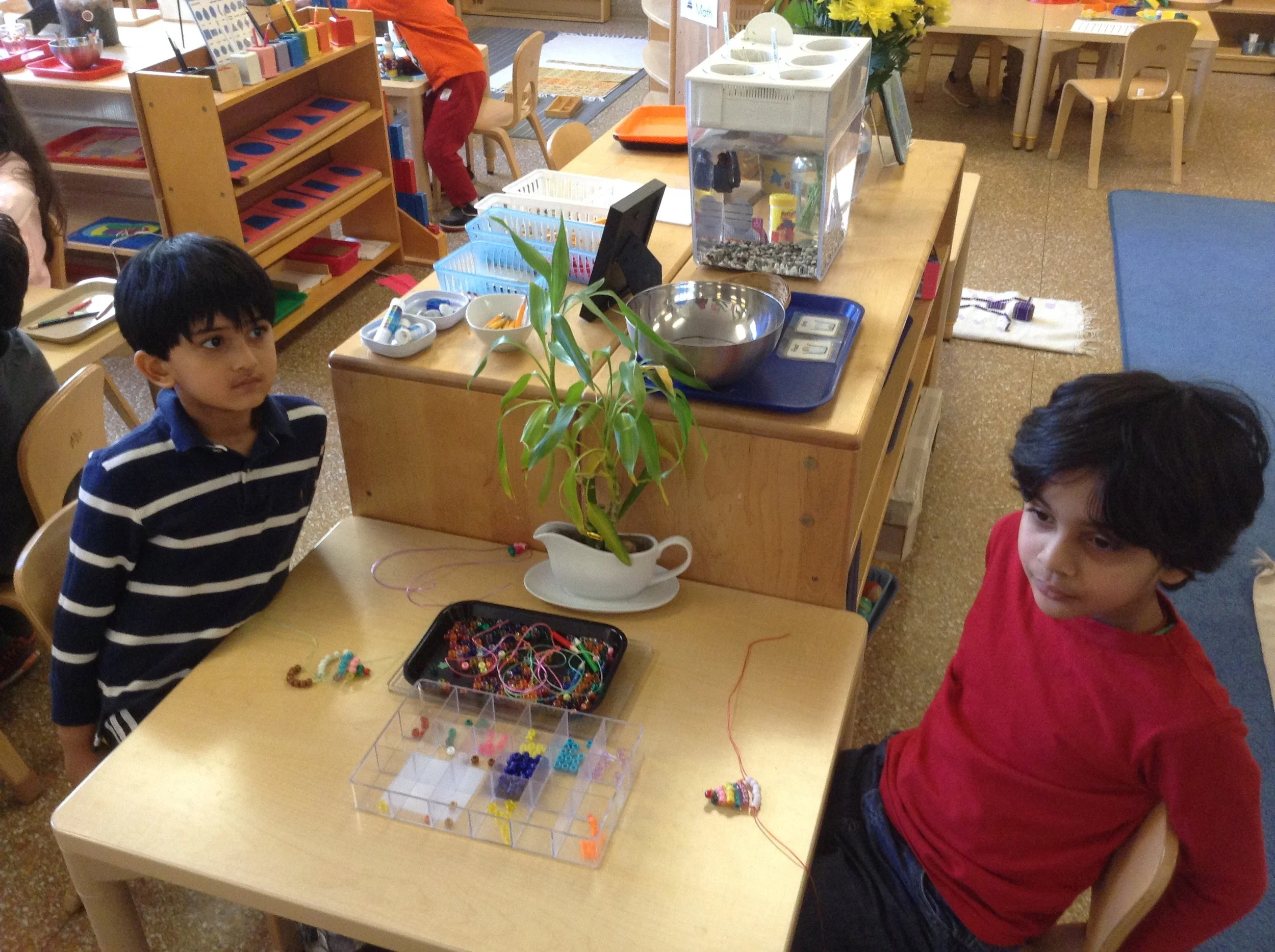 Montessori week- making 10 bead stairs chain!