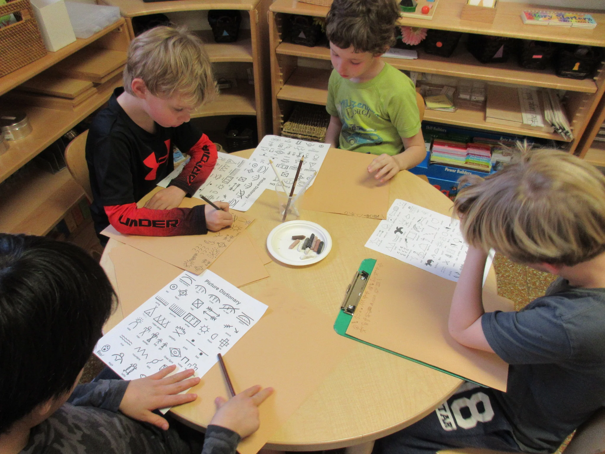 Communicating with pictures like cavemen.