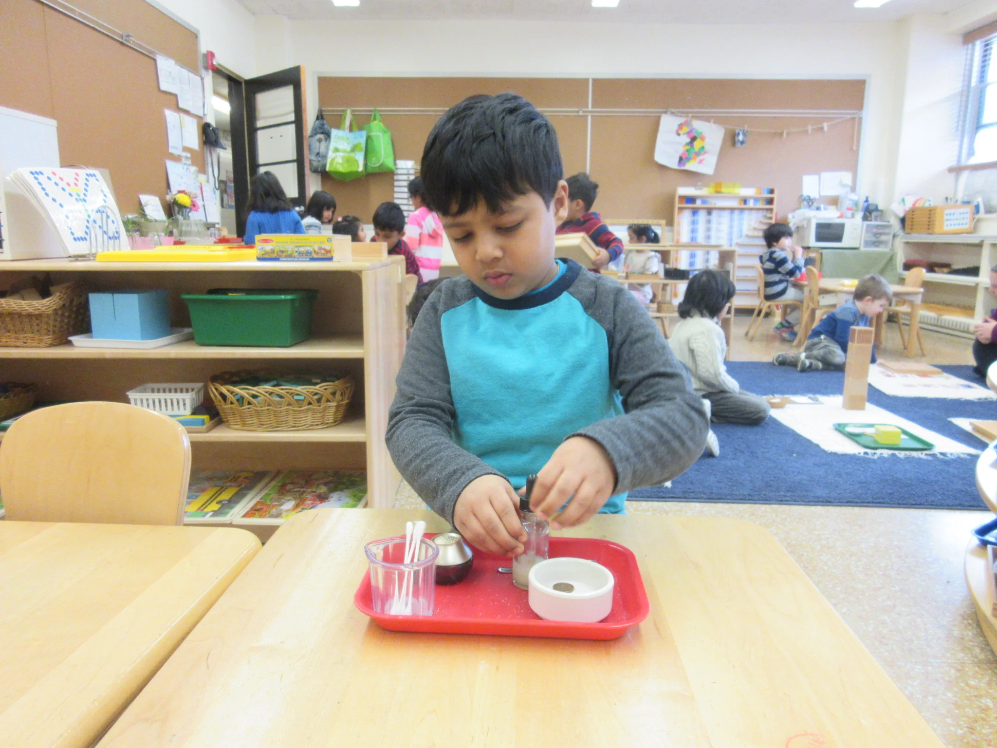 Carefully polishing pennies!