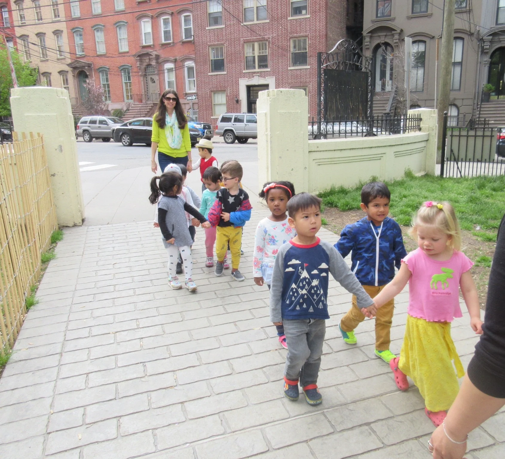 Practicing to walk to the park without the ring rope