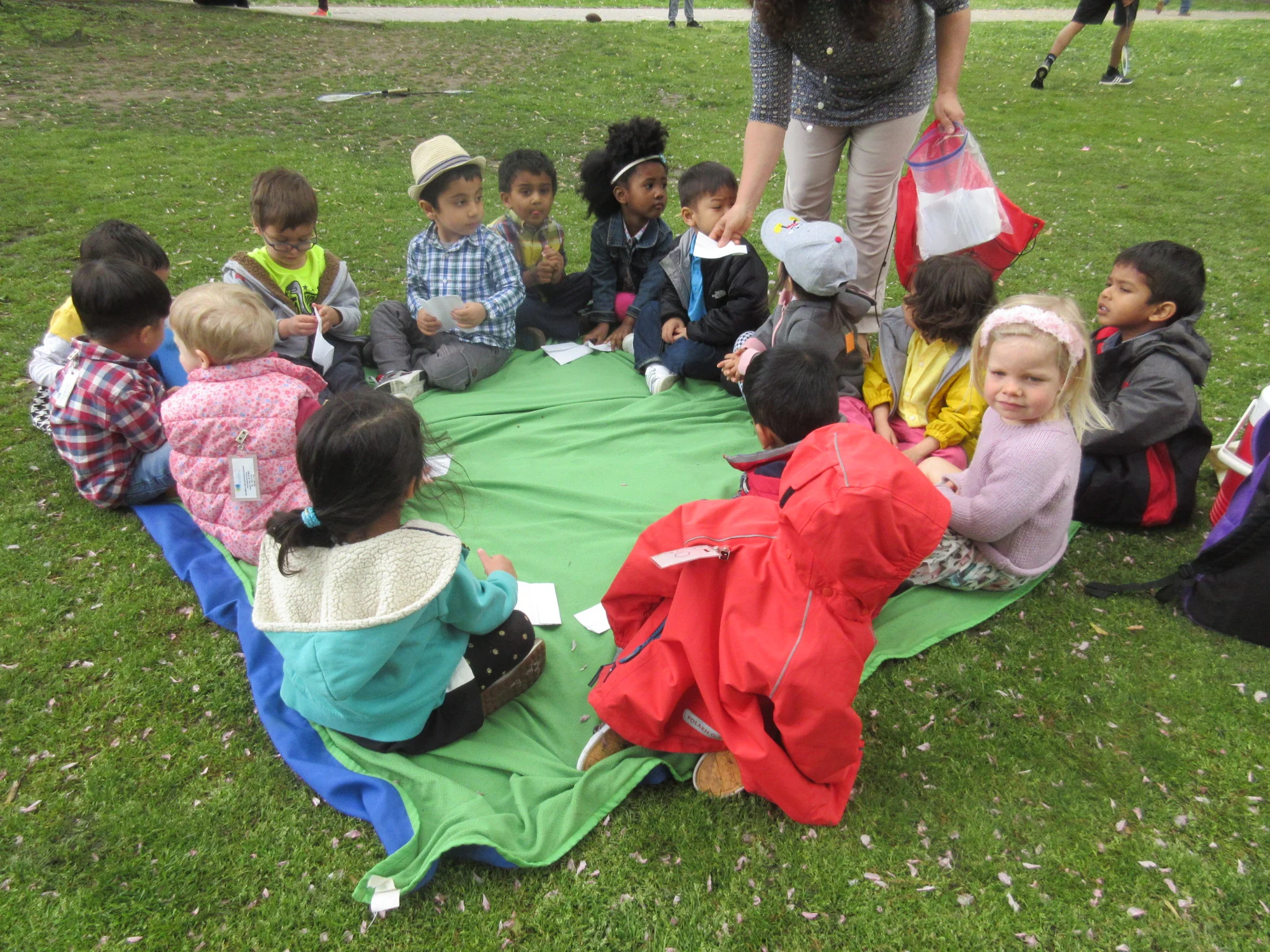 Having a picnic in the park