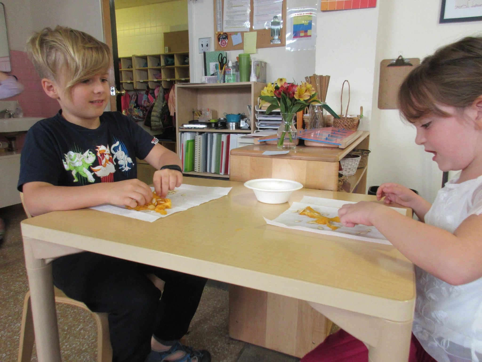 Counting seeds for our pumpkin seed estimation!