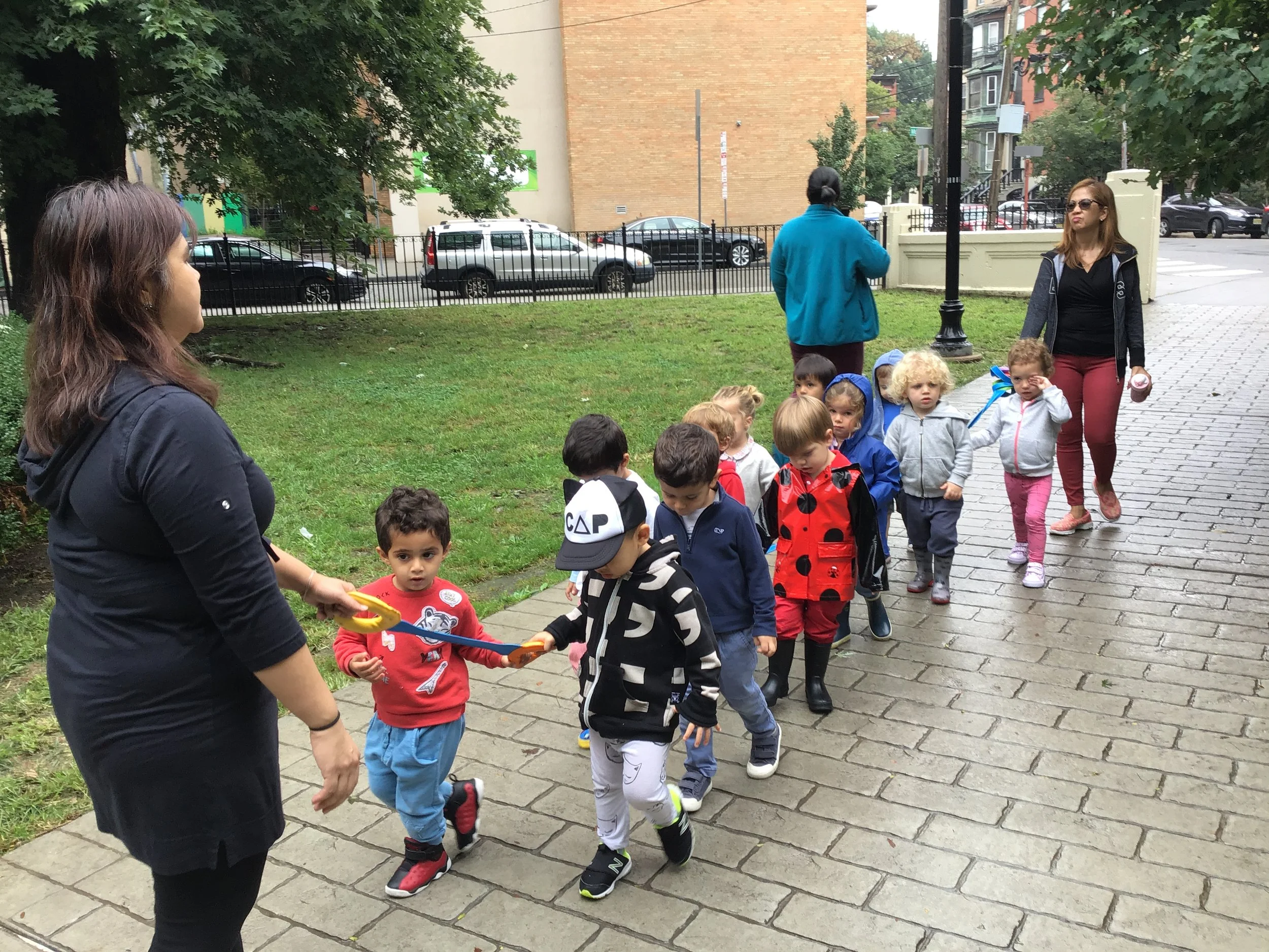 Taking a stroll through the park with our friends.