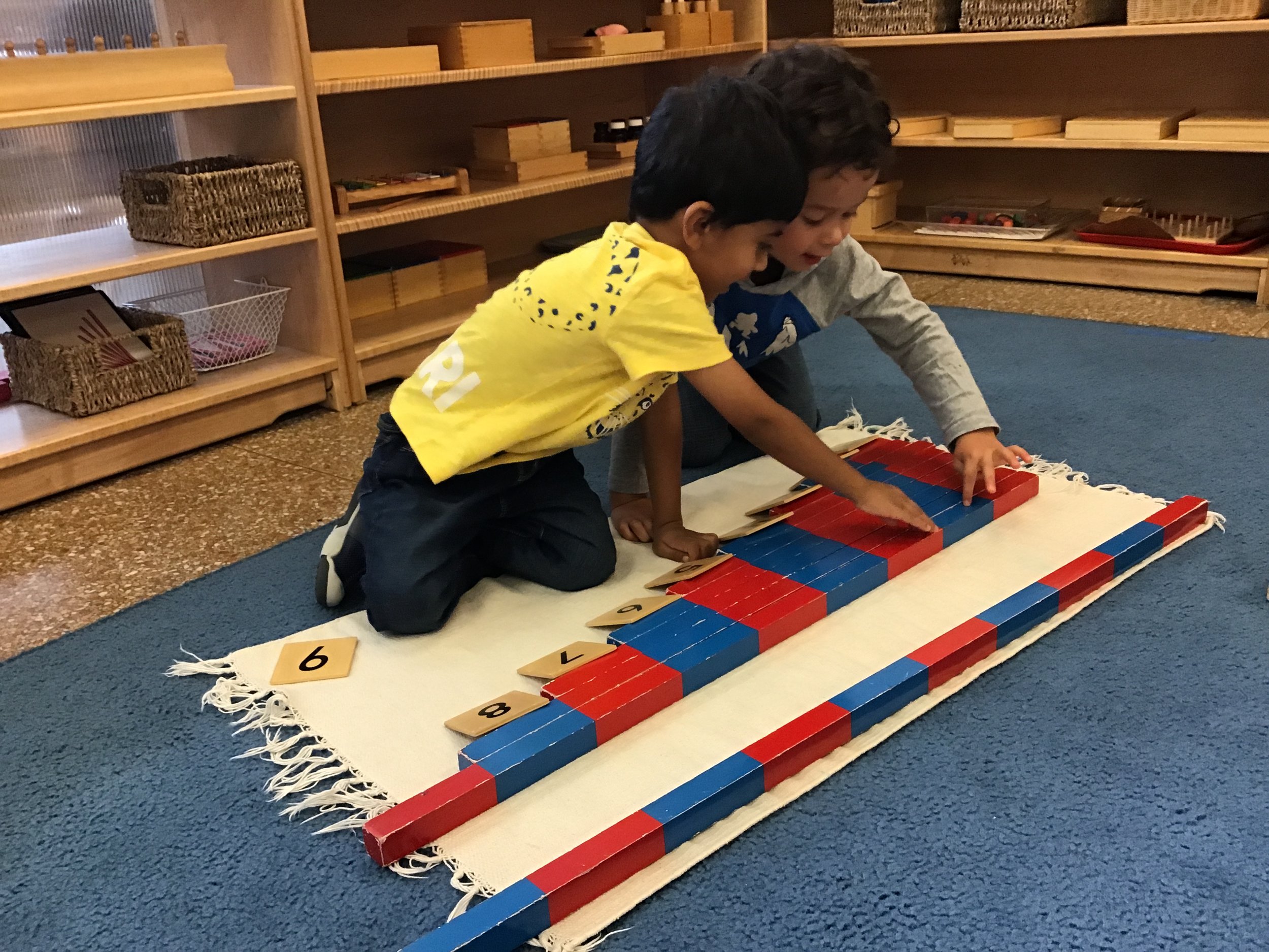 Friends practice one-to-one correspondence together